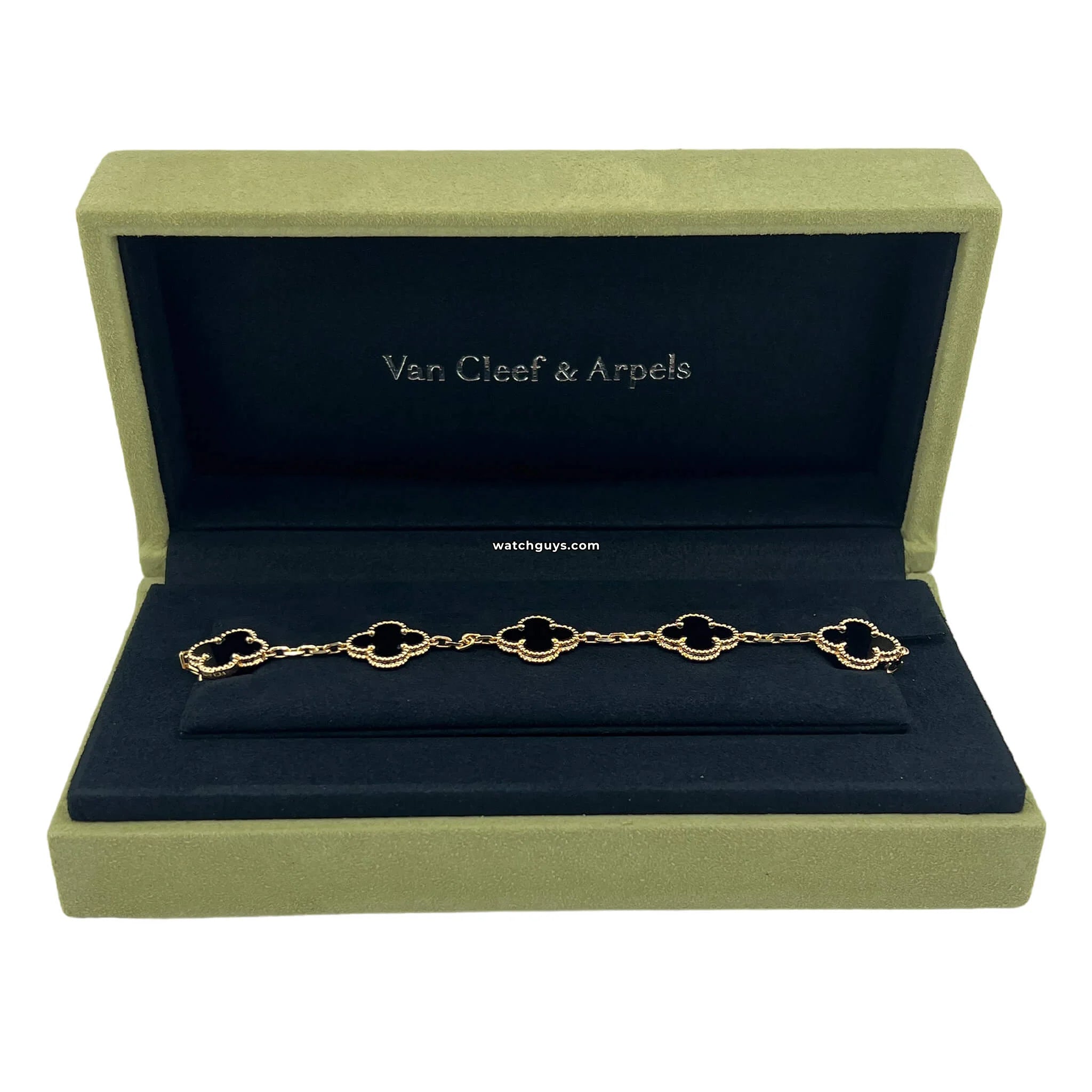 Van Cleef & Arpels Vintage Alhambra 5 Motifs Onyx Bracelet - Luxury Jewelry for Women, Elegant Gift for Anniversary & Special Occasions
