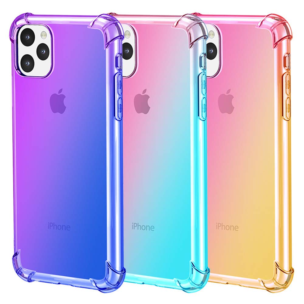 Gradient Shockproof TPU Case for iPhone 11 Pro Max 6.5 Inch | Slim Protective Cover with Reinforced Corners & Airbag Technology | Durable Blue Pink Phone Case for Apple iPhone 11 Pro MAX (2019 Model) | Perfect for Daily Use, Outdoor Activities & Travel Protection