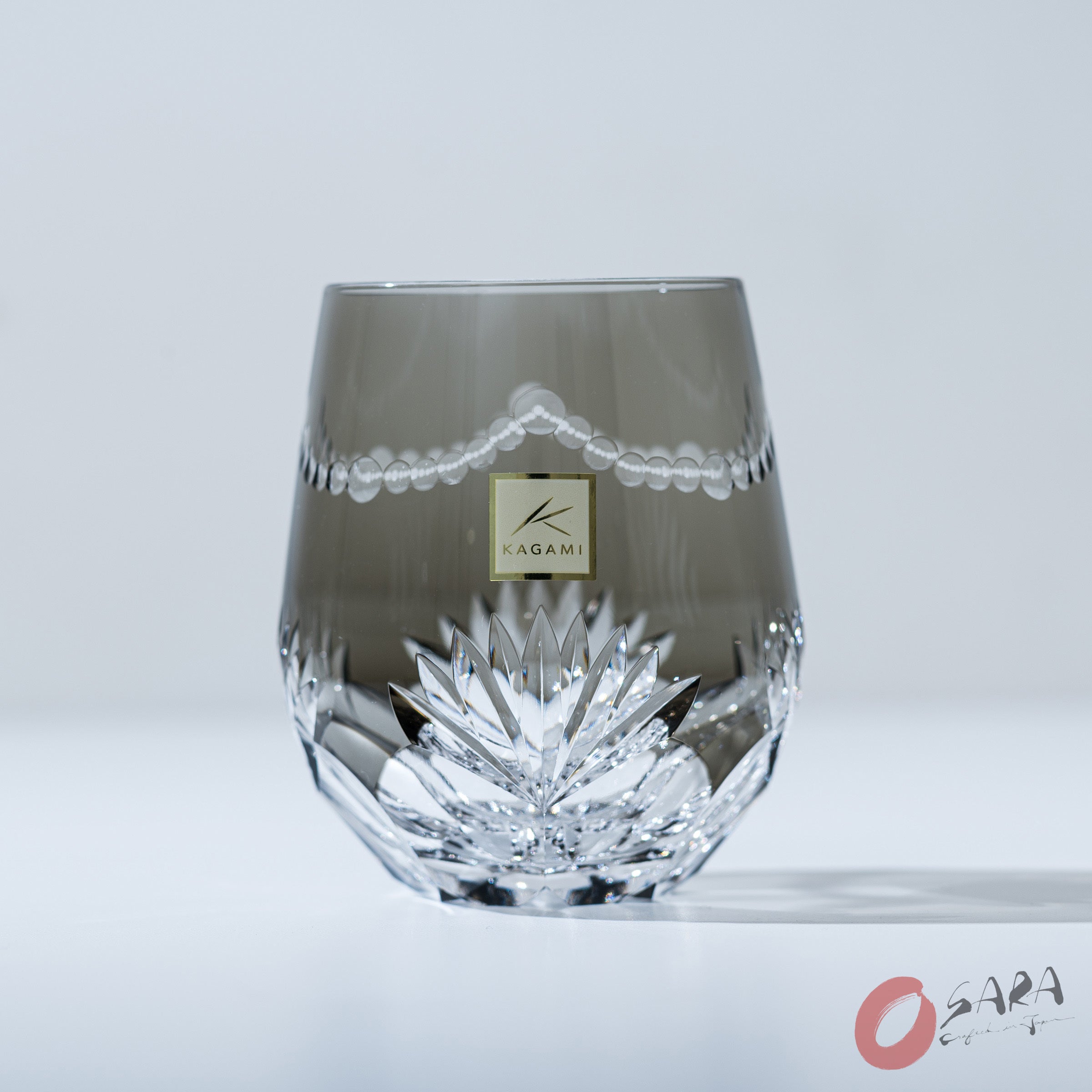 Premium KAGAMI Crystal Edo Kiriko Rock Glass - Handcrafted Japanese Cut Glass Whiskey Tumbler with Ardisia Crenata Design (Perfect for Whiskey, Cocktails & Home Bar Decor)