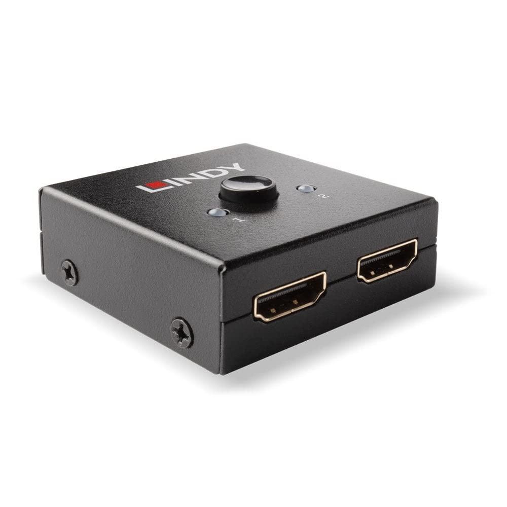 LINDY 38336 2 Port HDMI 18Gbps Bi-Directional Switch - 4K@60Hz HDR, HDCP 2.2, Green/Grey | Perfect for Home Theater, Gaming & Office Setup