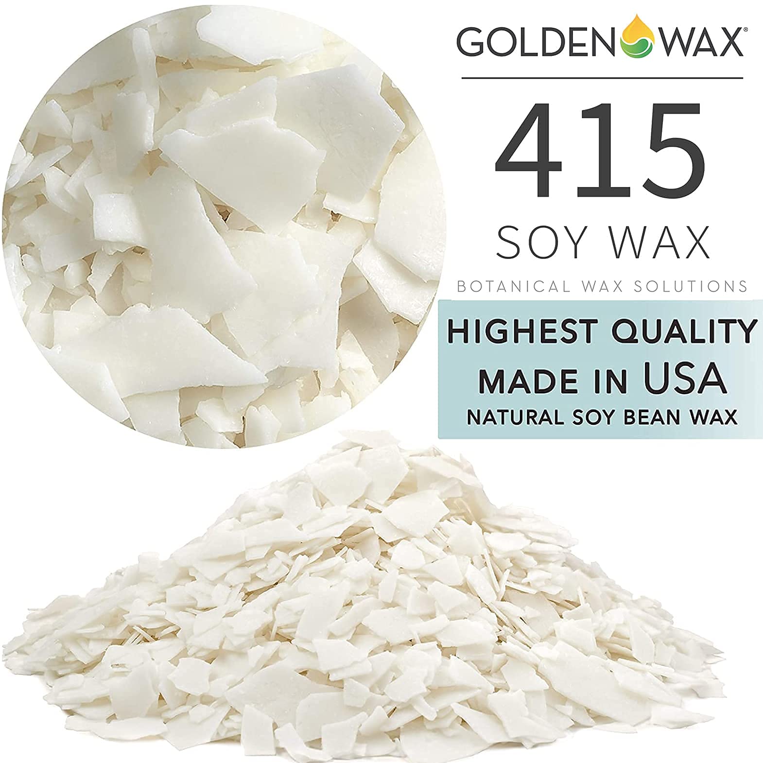 Premium Golden Brand 415 All-Natural Soy Wax Flakes (10-45LB) - Bulk Candle Making Supplies for DIY Candles, Wax Melts & Home Fragrance (45 LB, White) - Perfect for Handmade Soy Candles, Aromatherapy & Gift Making