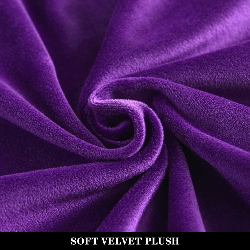 Velvet Ottoman Slipcover - Stretch Rectangle Storage Stool Cover for Living Room, Footstool Protector (Purple) | Perfect for Sofa Sets, Home Decor & Furniture Protection