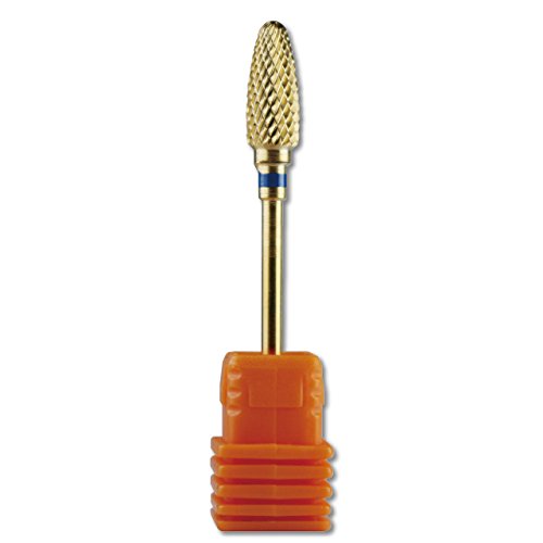 Premium C&I Flame Bit Carbide Nail Drill for Professional Electric Manicure - Medium Grit Gold Coated - Perfect for Salon & At-Home Nail Art, Acrylics & Gel Extensions