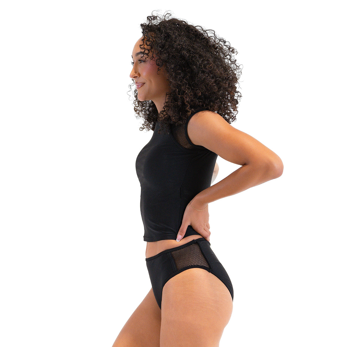 Women's Mesh Sleeve Long Tankini Top - Breathable Swimwear for Beach, Pool & Summer Vacations