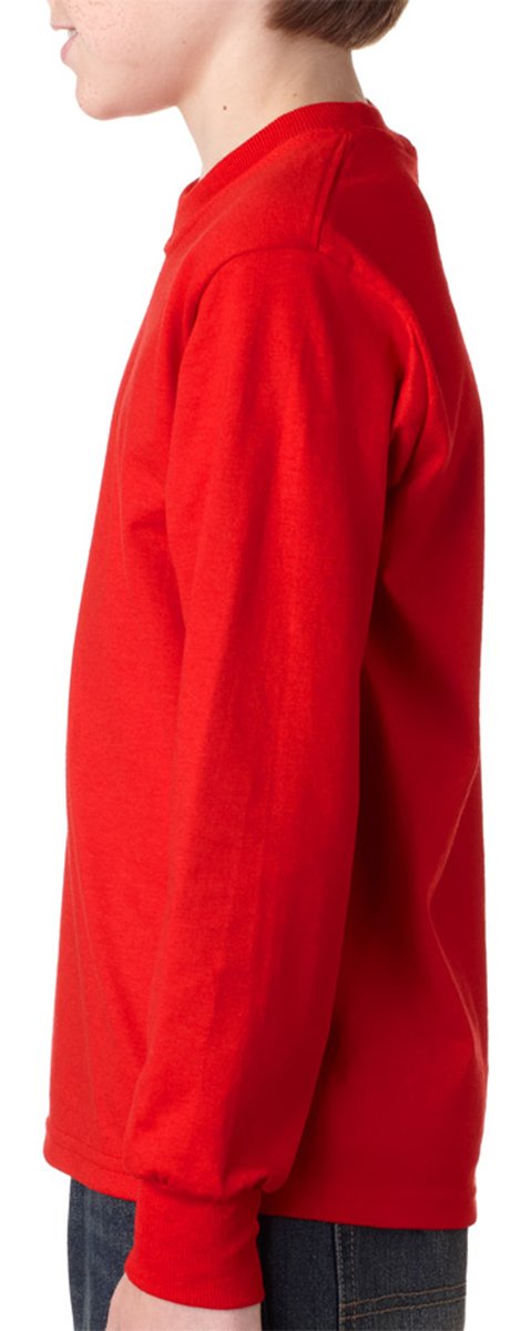 Jerzees Boys Heavyweight Blend Long-Sleeve T-Shirt (29BL) - White - Comfortable Cotton Polyester Shirt for School, Sports & Everyday Wear