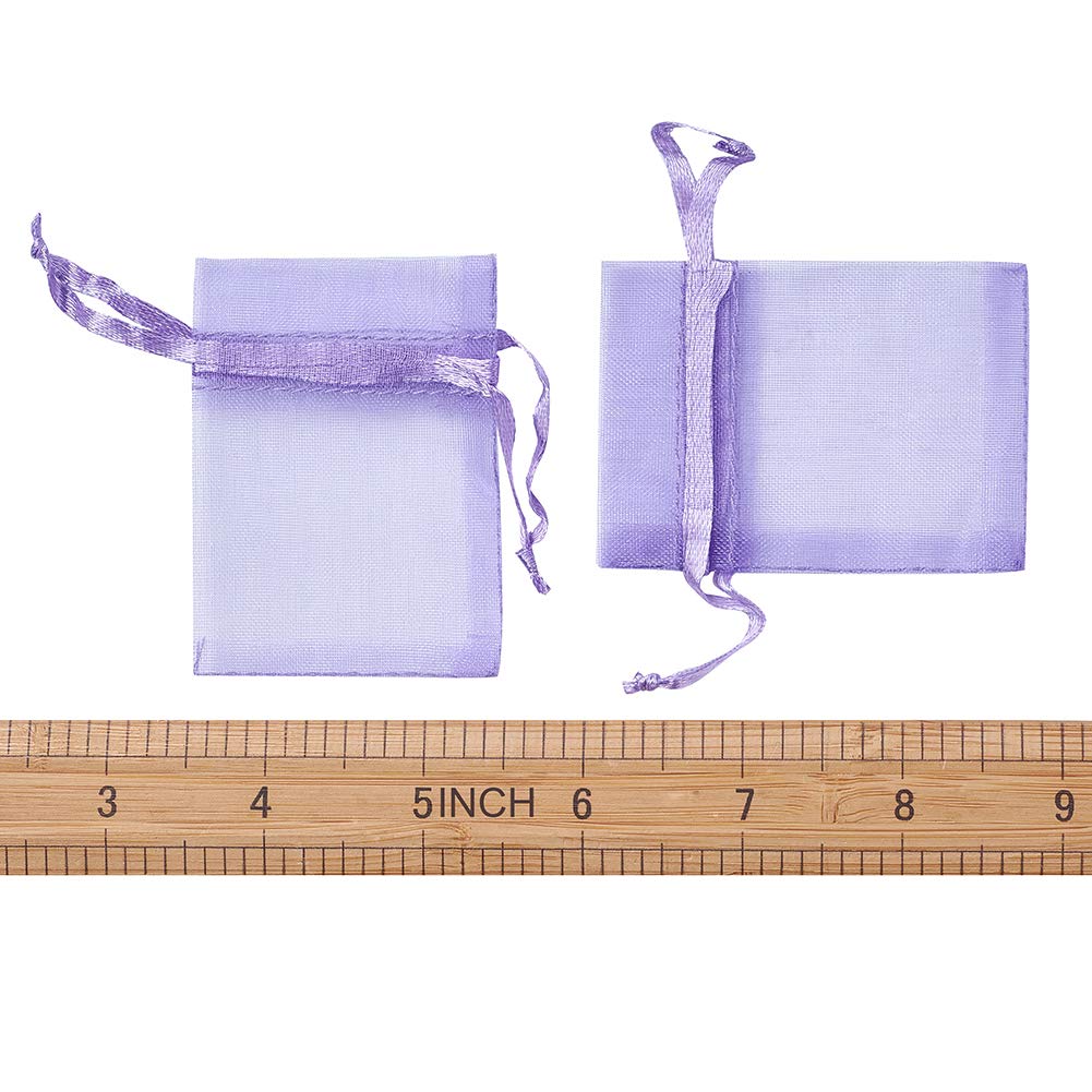 100 Pack Purple Organza Gift Bags 7x5cm - Satin Drawstring Pouches for Candy, Jewelry, Party Favors & Wedding Gifts | Elegant Packaging for Special Occasions