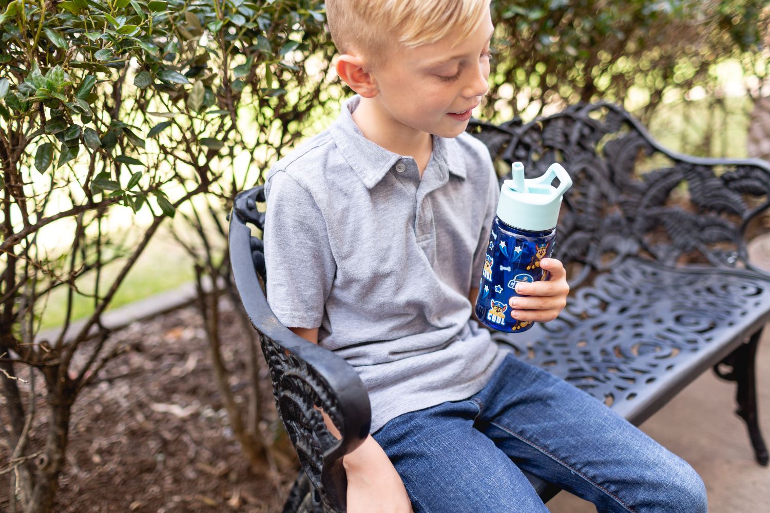 Summit Kids Plastic Water Bottle with Straw Lid - BPA Free Leak Proof Water Bottle for School, Sports & Outdoor Activities - Ideal for Boys Girls Ages 3-12