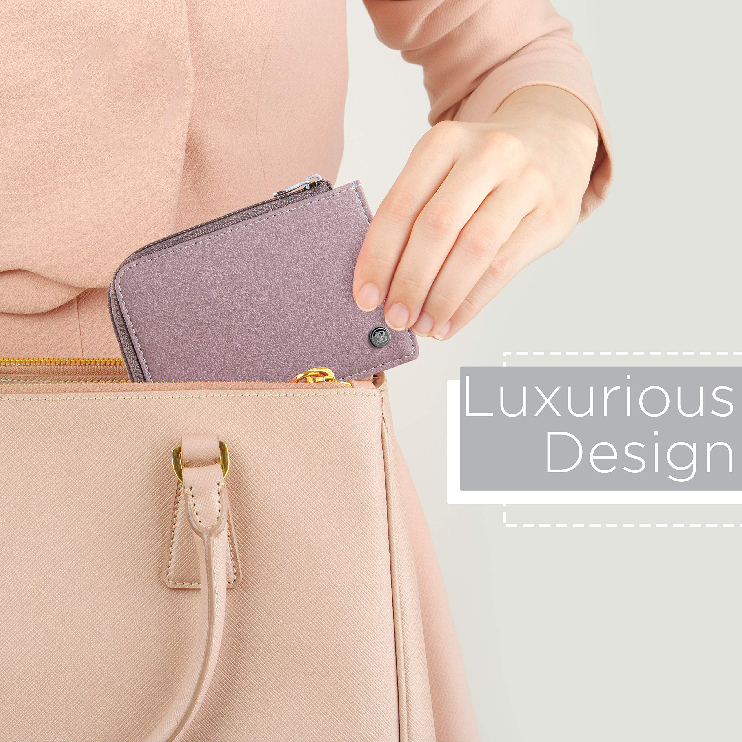 SERMAN BRANDS Women's RFID Blocking Leather Wallet - Compact Zipper Credit Card Holder & Mini Purse for Everyday Use, Travel, and Gift Giving