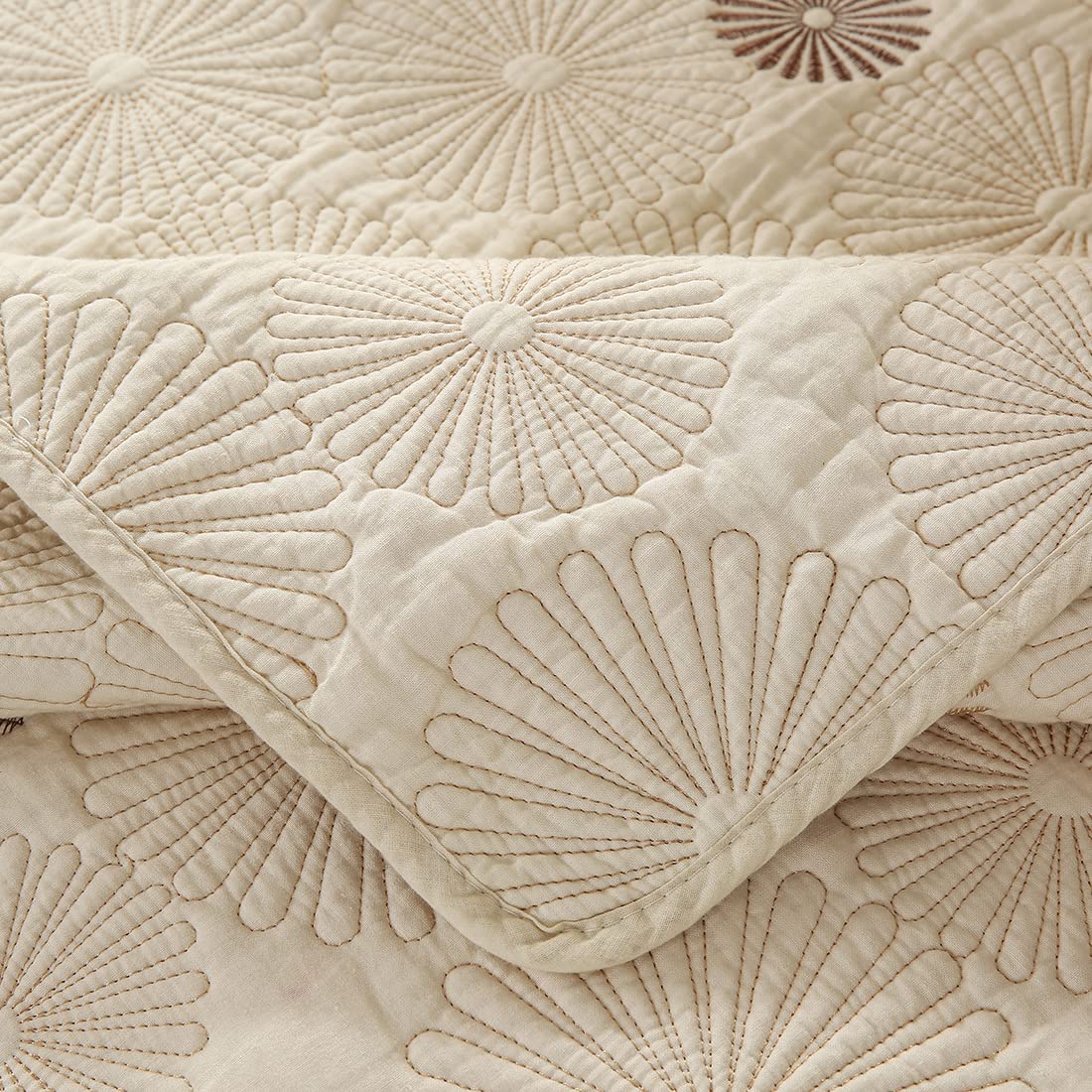 VCTOPS Reversible Embroidered Cotton Sofa Cover - Soft Quilted Washable Slipcover for Sectional Couches - 36