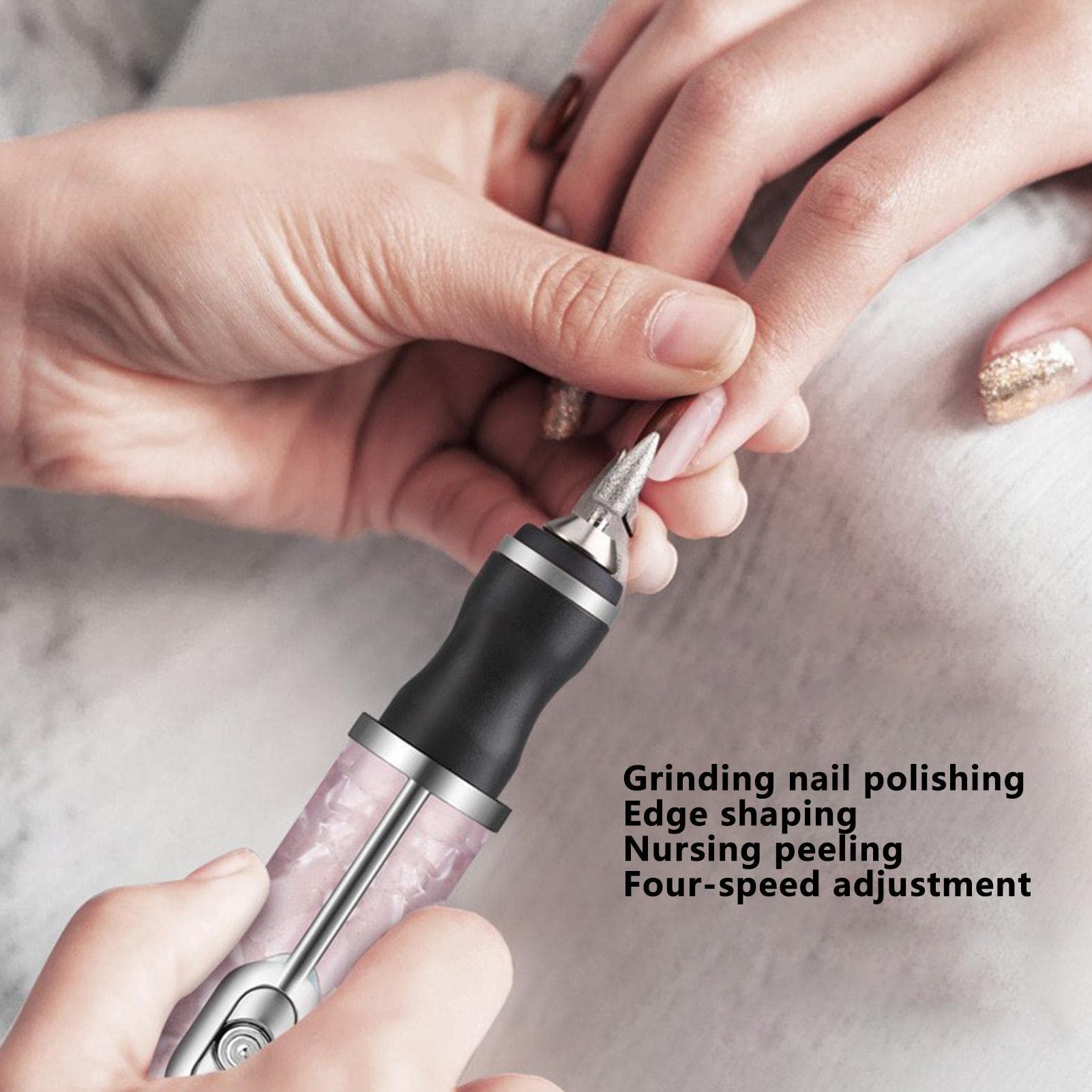 Professional Electric Nail Drill & File Kit - 4 Speed Nail Grinder for Thick Toenails, Manicure & Pedicure, Nail Shaping & Polishing - Perfect for Home Nail Care & Salon Professional Use