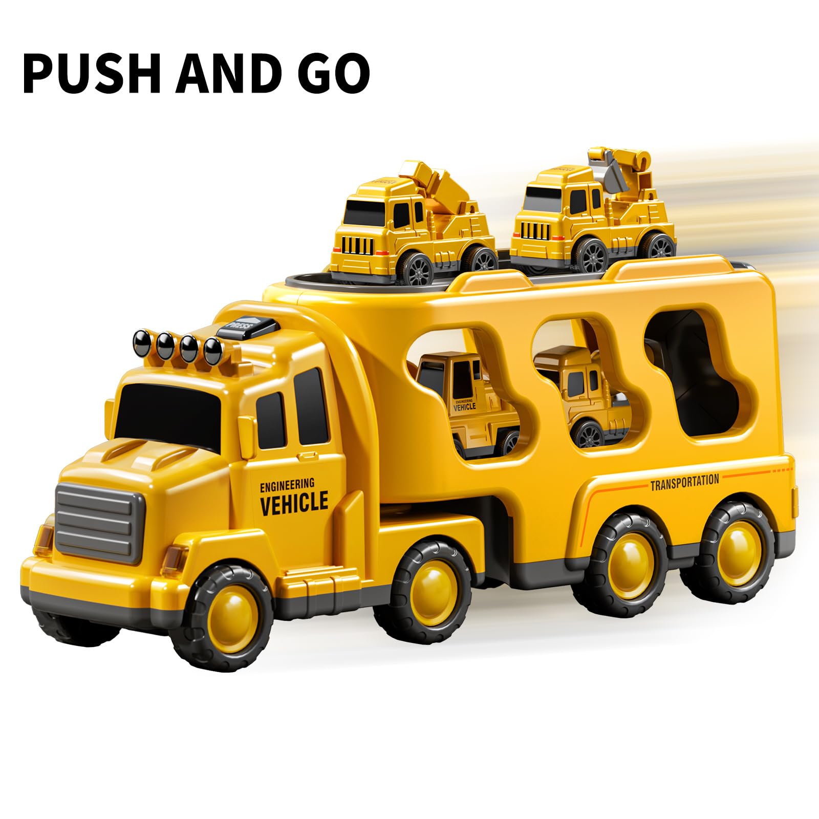 Construction Truck Toys for Toddlers & Kids - Dump Truck, Cement Mixer & Transport Vehicles Set for Boys Age 1-9 | STEM Learning Toys for 3-6 Year Olds | Birthday & Christmas Gifts for Boys | Perfect for Sandbox Play, Construction Pretend Play & Early Childhood Development
