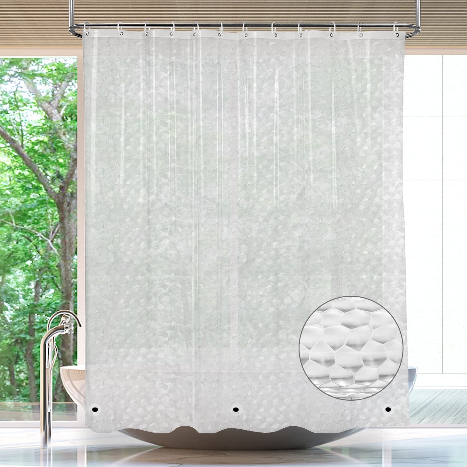 ARICHOMY Waterproof Shower Curtain Liner - 72x72 Inch EVA Bathroom Shower Stall Curtain with Rust-Resistant Grommets | Ideal for Bathrooms, Dorms & RVs (Grey)