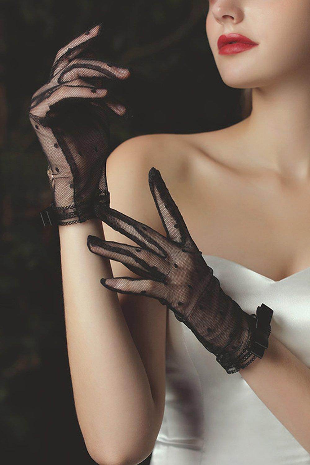 Elegant Fingertips Wrist-Length Lace Wedding Gloves CD0087 - Perfect for Bridal Gowns, Vintage Dresses & Formal Occasions