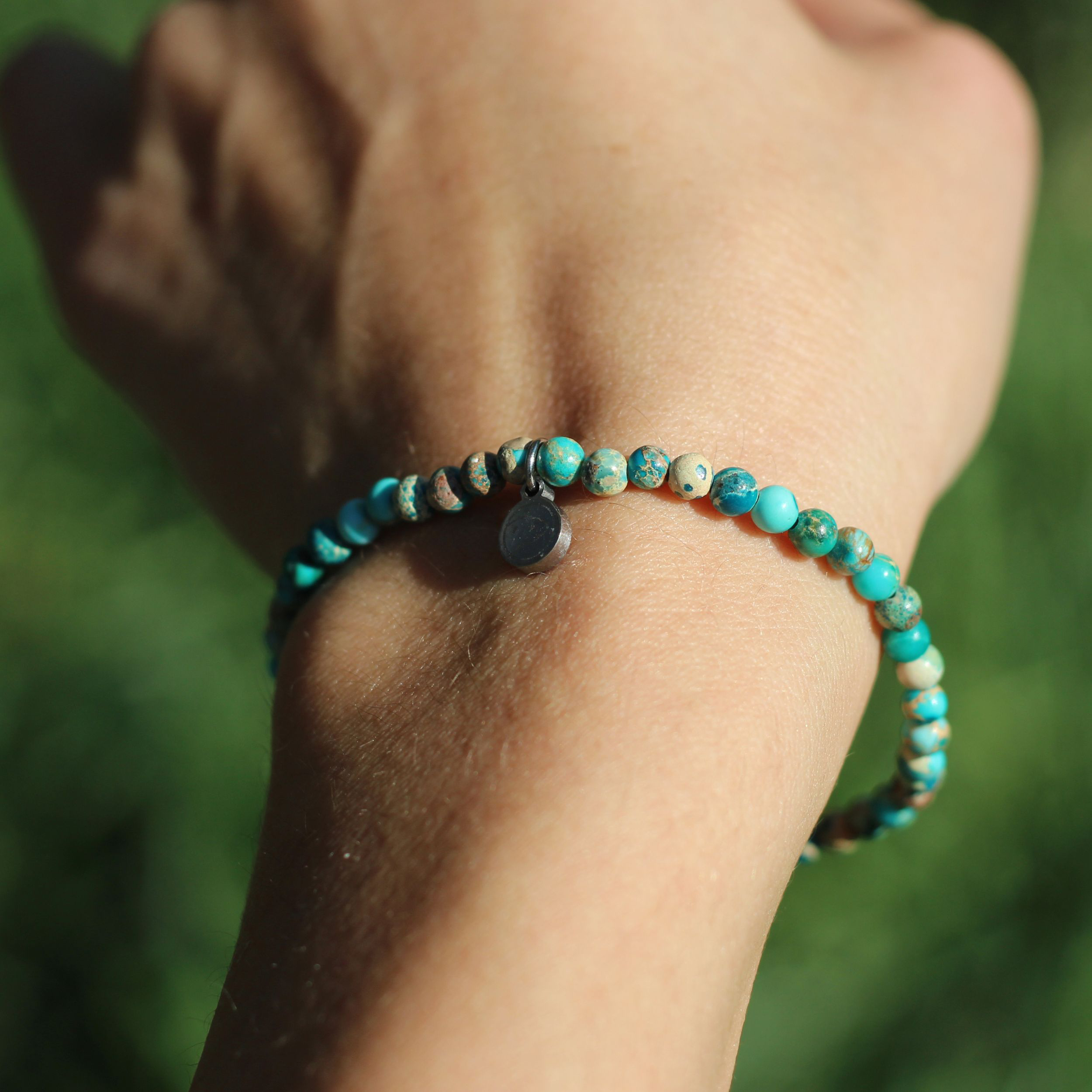 Lake Blue Emperor Bracelet Mini - Handmade Adjustable Beaded Bracelet for Men & Women - Perfect for Yoga, Meditation & Spiritual Healing