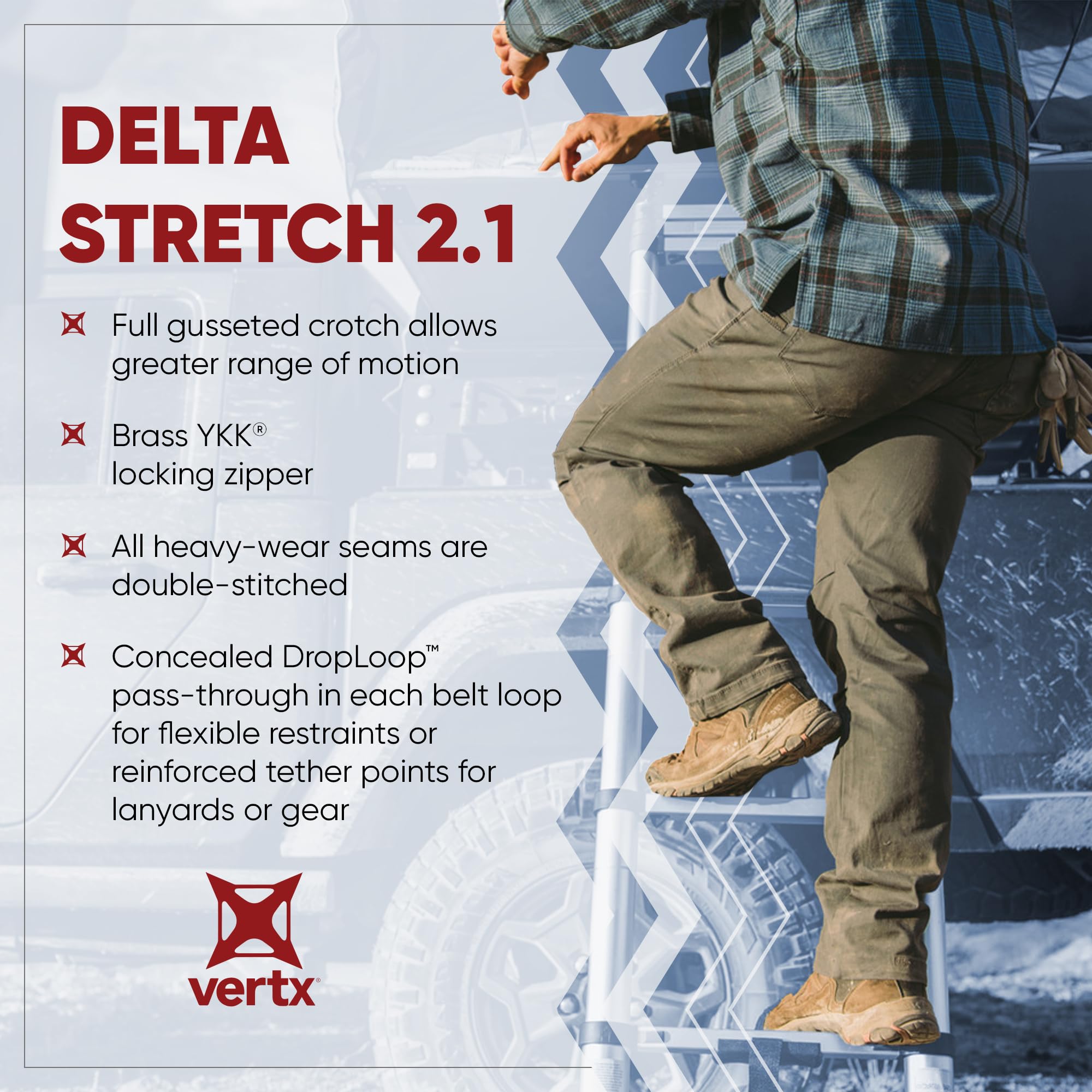 Vertx Delta 2.1 Men's Stretch Pants - Straight Leg with Pockets - Lightweight Cotton Casual Workwear for Office, Travel & Outdoor Activities
