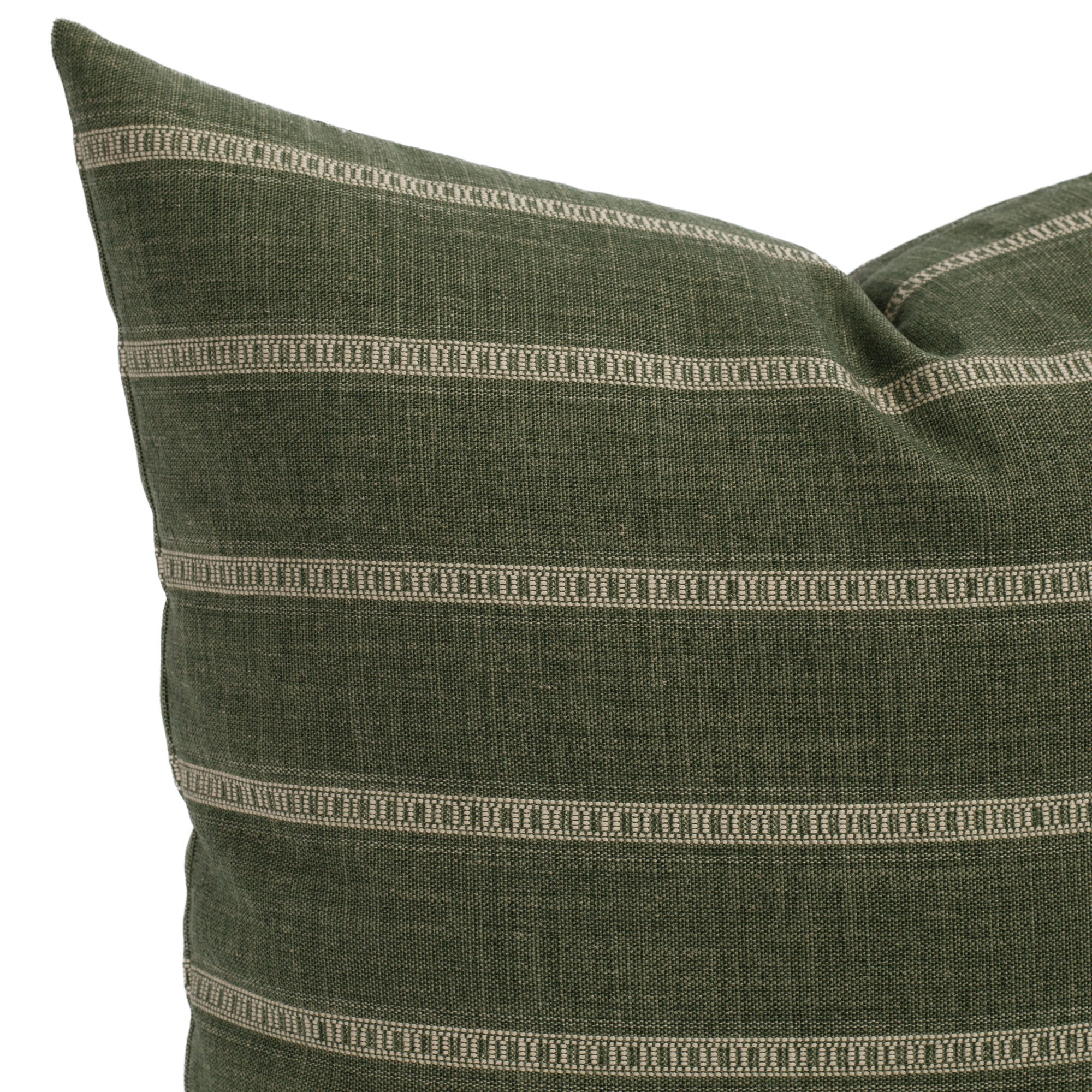 Brunswick Stripe 22x22 Decorative Throw Pillow Cover - Moss Green Square Cushion for Sofa, Bed & Home Decor
