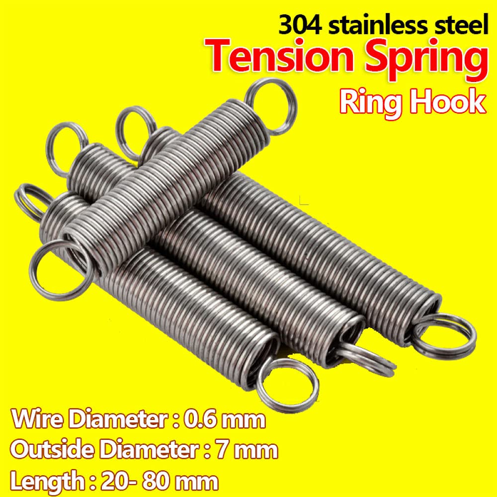 0.6mm Wire Diameter 7mm Outer Diameter Small Tension Springs - 5pcs Extension Coil Springs for DIY Projects, Jewelry Making, and Mechanical Repairs