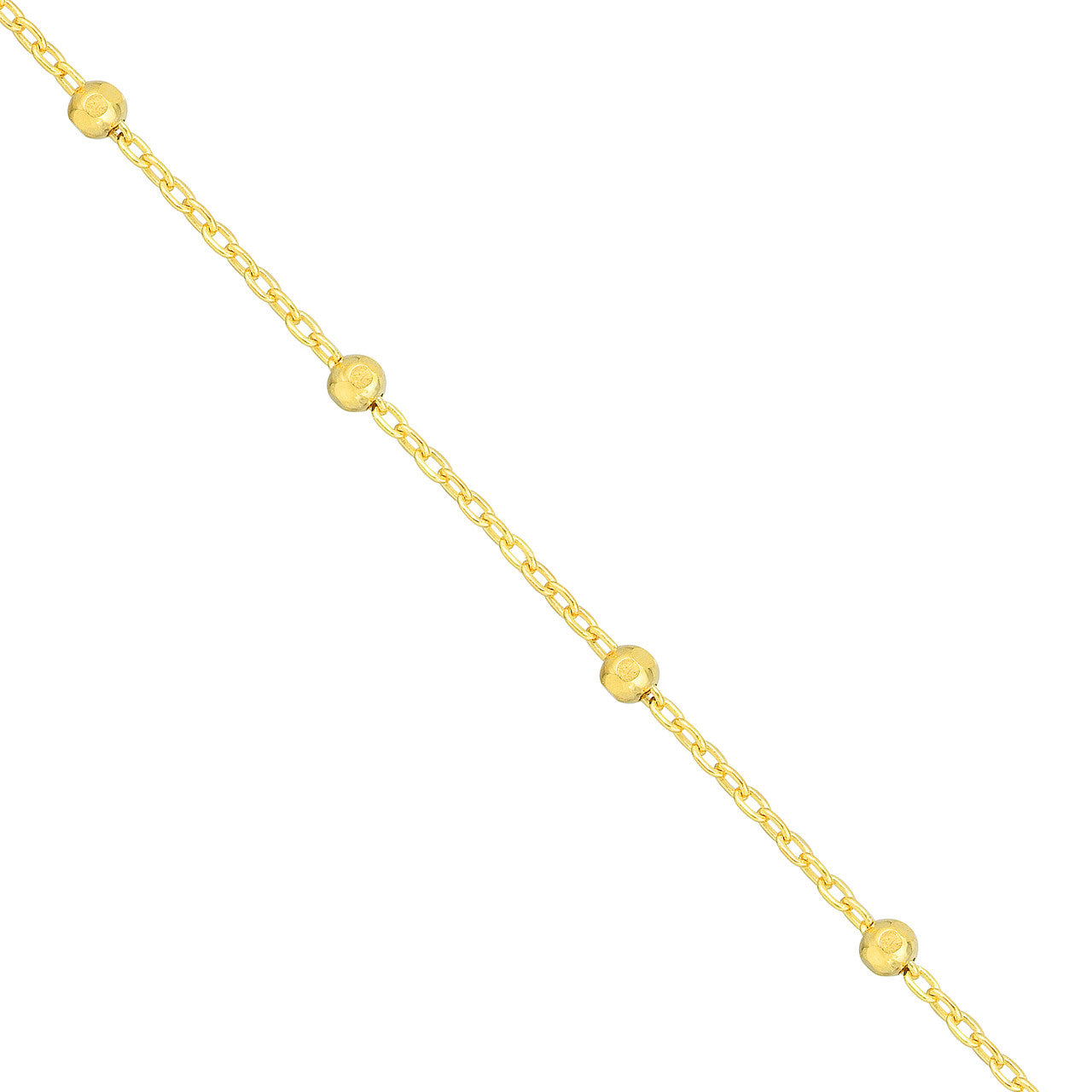 14K Yellow Gold Faceted Bead Saturn Chain Necklace for Women - Elegant Layering Jewelry for Everyday Wear, Date Night & Special Occasions