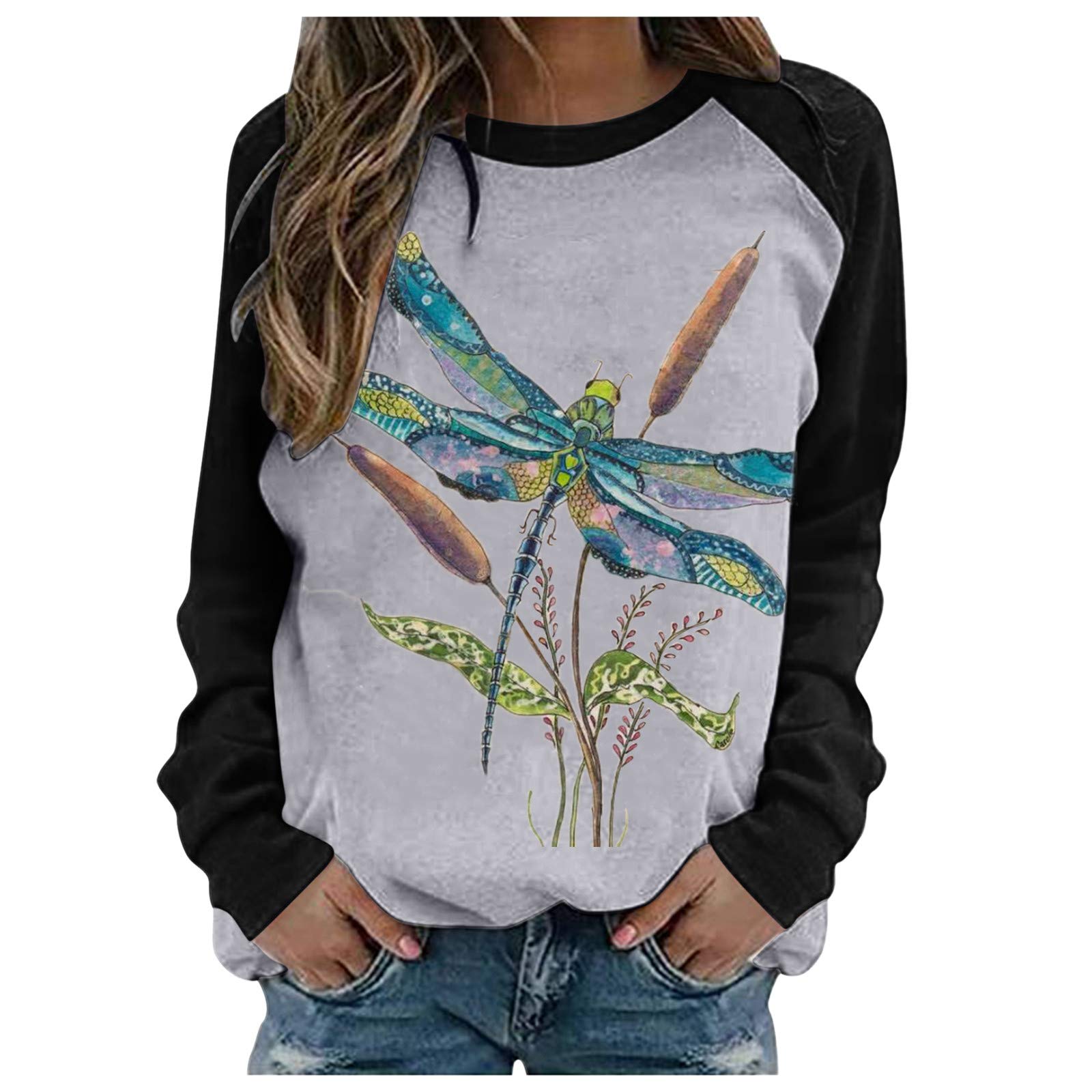 Plus Size Women's T-Shirts - Printed Casual Long Sleeve Raglan Blouse & Dress Tops | Perfect for Everyday Wear, Office Outfits and Weekend Relaxation