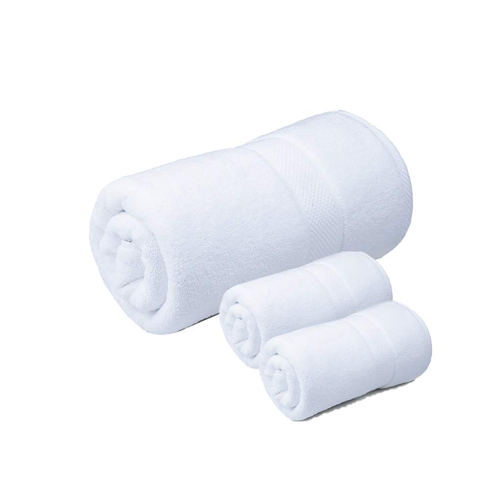 3-Piece Soft Cotton Hand Towels & Bath Towels Set - Highly Absorbent, Quick Dry, No Fading - Perfect for Home, Travel, Baby Care & Spa Use (White)