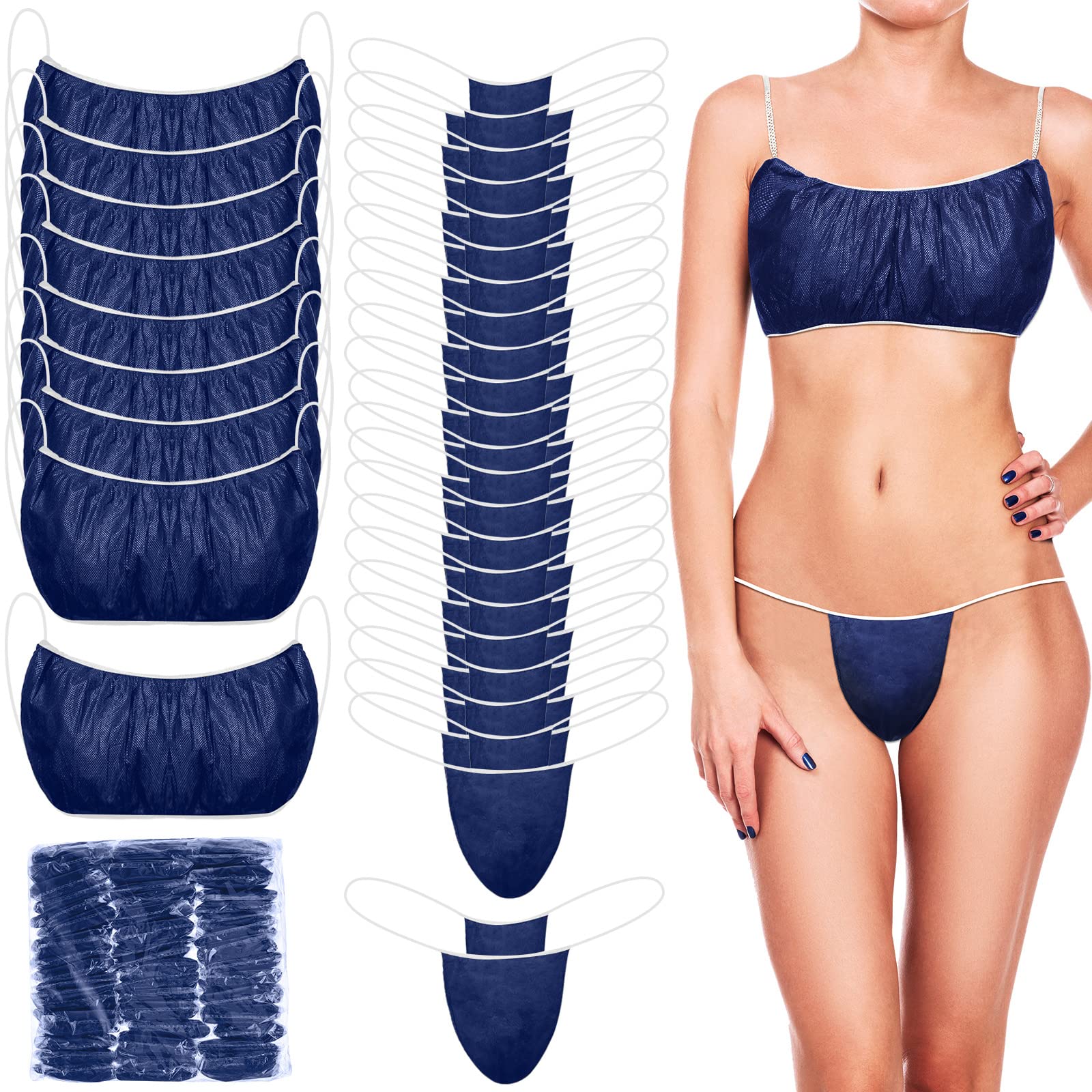 150-Piece Disposable Underwear Set for Women - 50 Bras & 100 Thongs, Individually Wrapped | Travel, Hospital, Postpartum & Gym Essentials | Comfortable Hygienic Undergarments