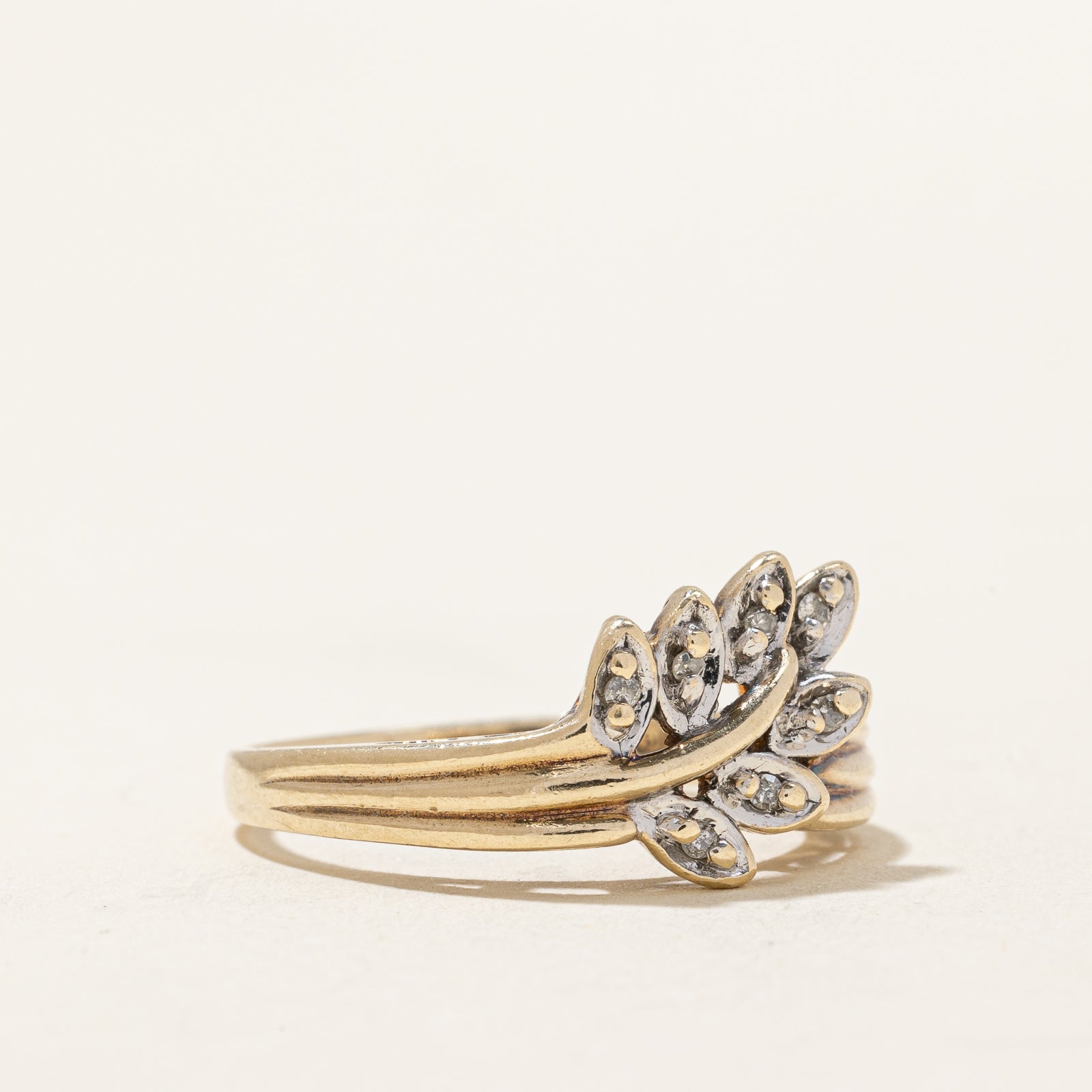 0.04ctw Diamond Leaf Ring - Size 6 | Elegant Nature-Inspired Jewelry for Women | Perfect for Weddings, Anniversaries & Everyday Wear