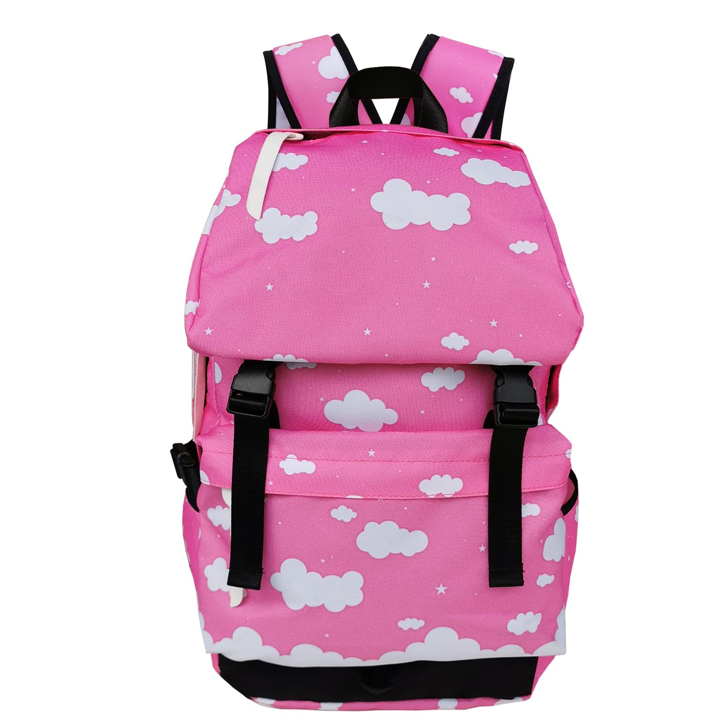 Stylish Pink Clouds Canvas Backpack - Lightweight Shoulder Bag for Women & Girls, 13-14 Inch Laptop Rucksack for Travel, School & Work | Durable Travel Backpack with Large Capacity