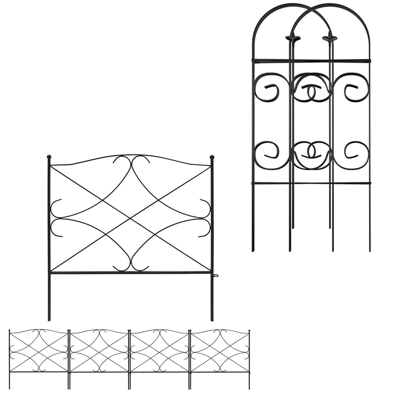 AMAGABELI Decorative Garden Fence for Dogs - 24 Inch Tall x 10 Feet Long, Outdoor Pet Barrier for Yard, Lawn & Flower Beds - Rustproof Metal Wire Fence Panel for Small Animals & Garden Protection