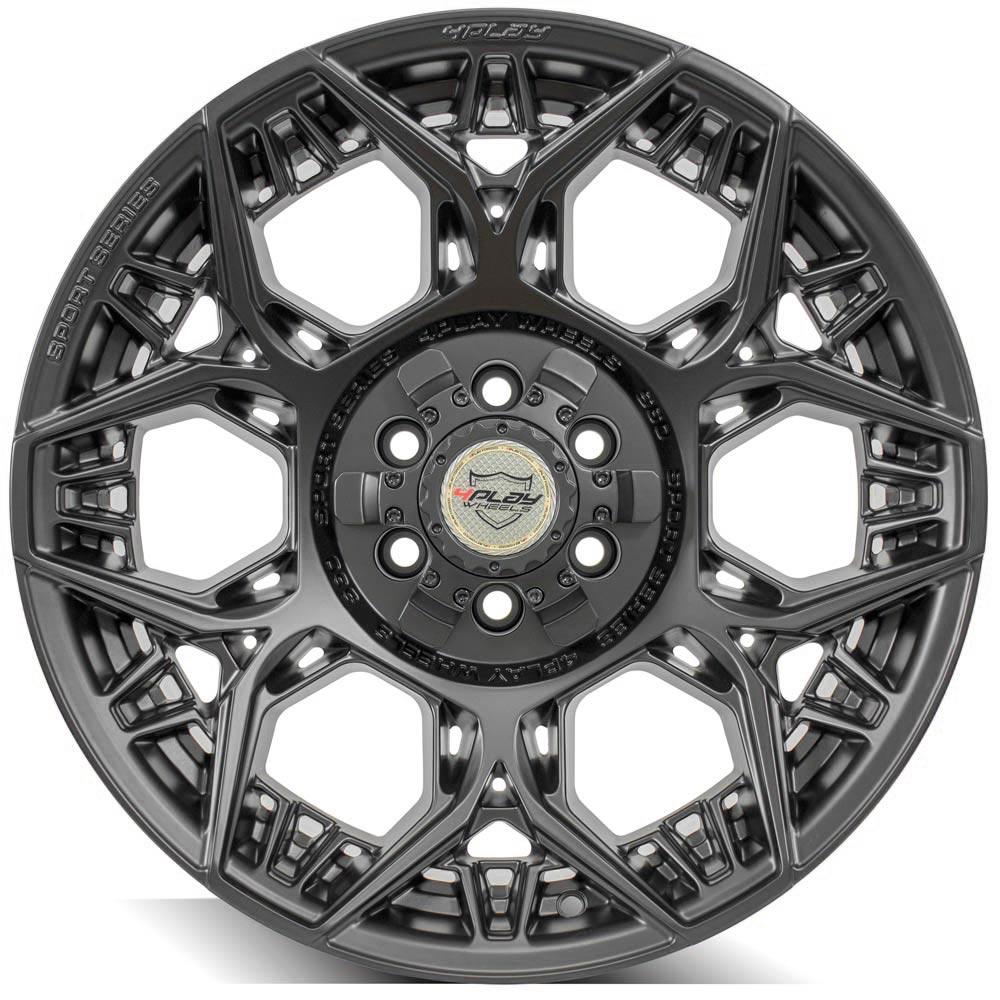 4Play Sport Series 4PS60 Satin Black Wheel 18x9.0 0 Offset 6x120mm Bolt Pattern 66.9mm Hub - Perfect for Off-Road Trucks & SUVs