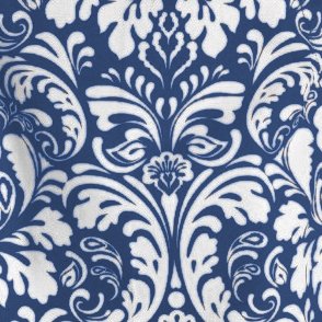 Nautical Blue Damask Print