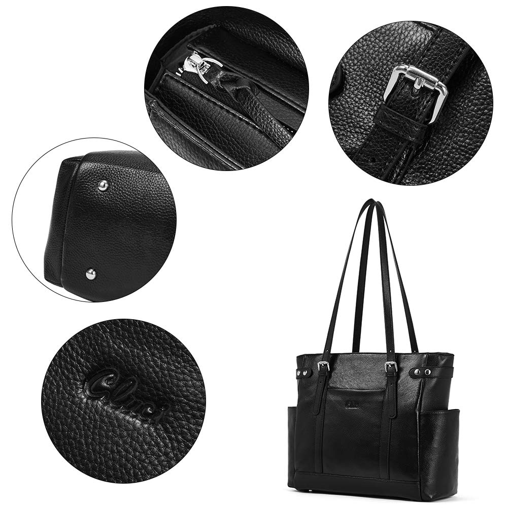 CLUCI Genuine Leather Laptop Tote Bag for Women - 15.6 Inch Professional Work Briefcase & Shoulder Bag - Perfect for Office, Business Travel & Daily Commute