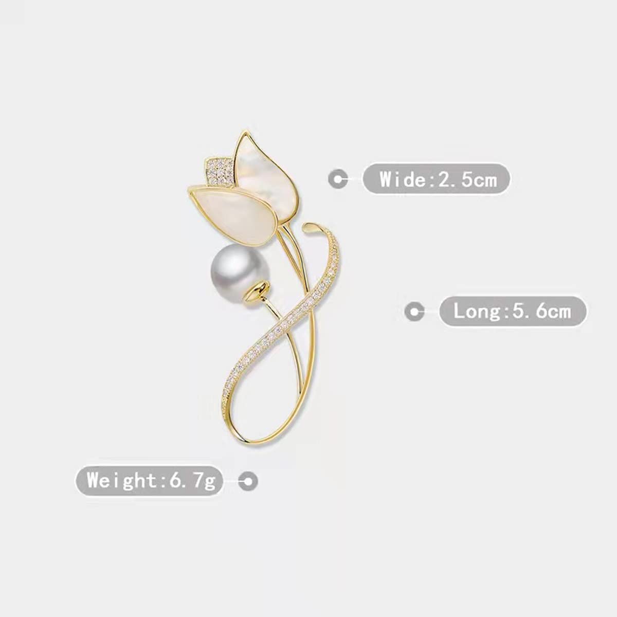 SEFAX Natural Shell White Rose Brooch - Elegant Rhinestone Coat Pin for Women | Perfect for Weddings, Parties & Formal Occasions