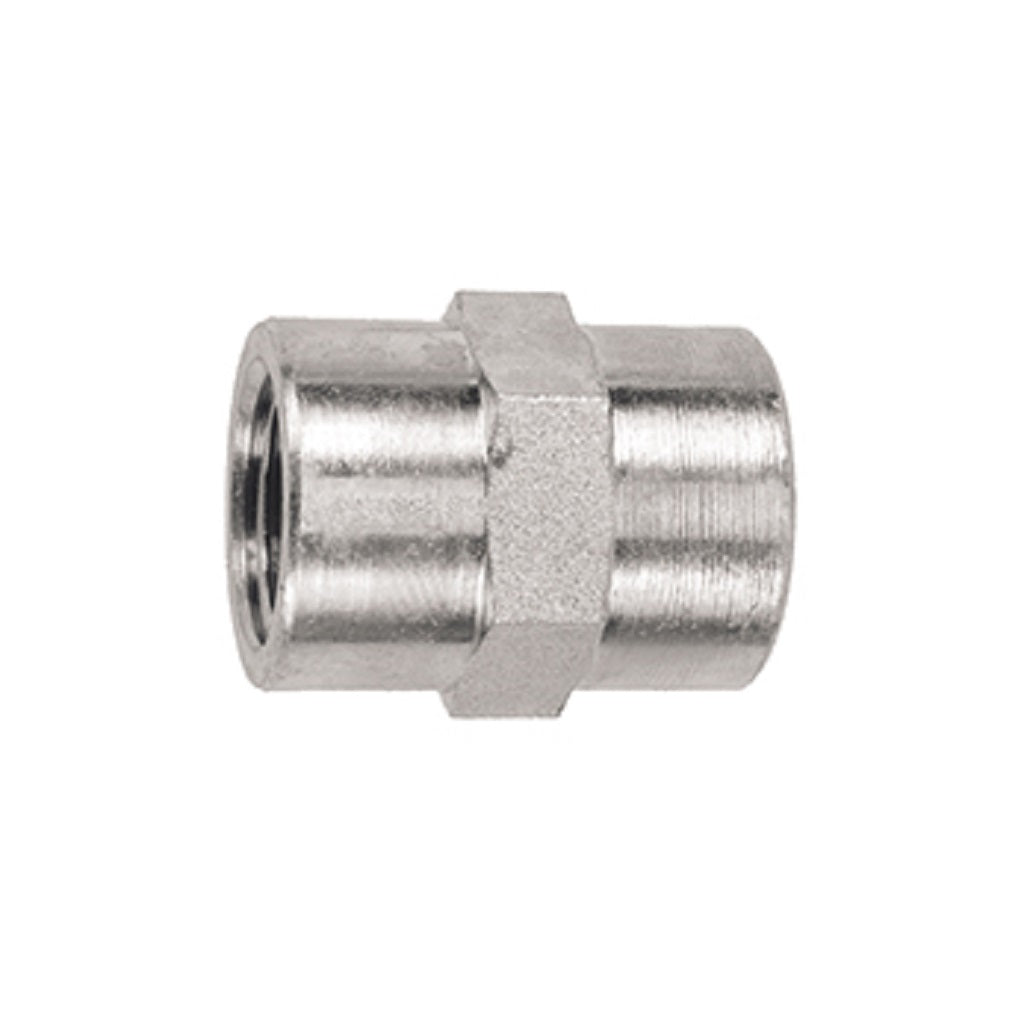 High Pressure Female NPT Pipe Coupling - Plated Steel Fitting for Hydraulic Systems, Plumbing & Industrial Applications