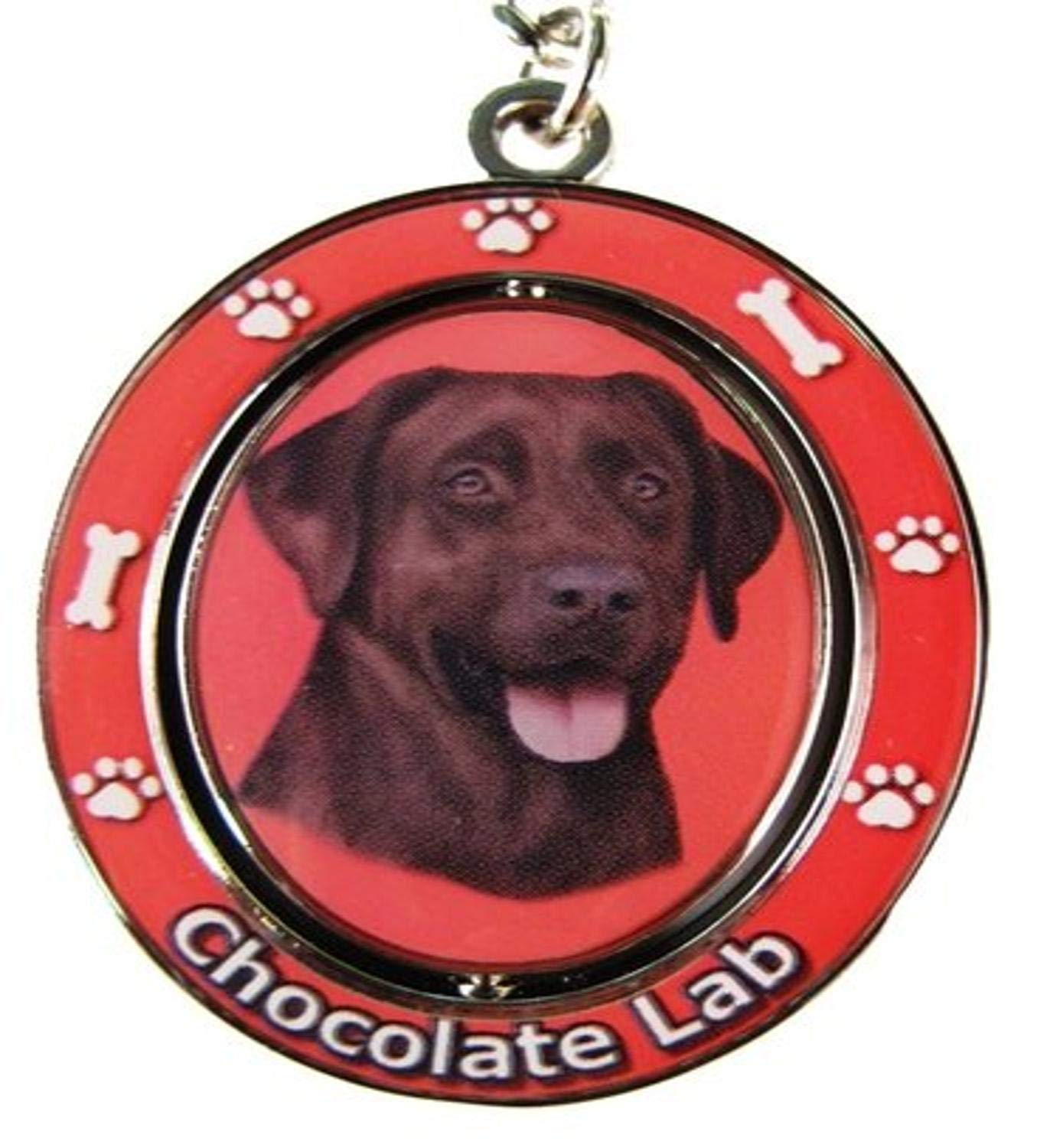 E&S Pets Chocolate Lab Double Sided Spinning Keychain - KC-22 | Durable Dog Lover Gift for Car Keys, Backpacks & Pet Accessories