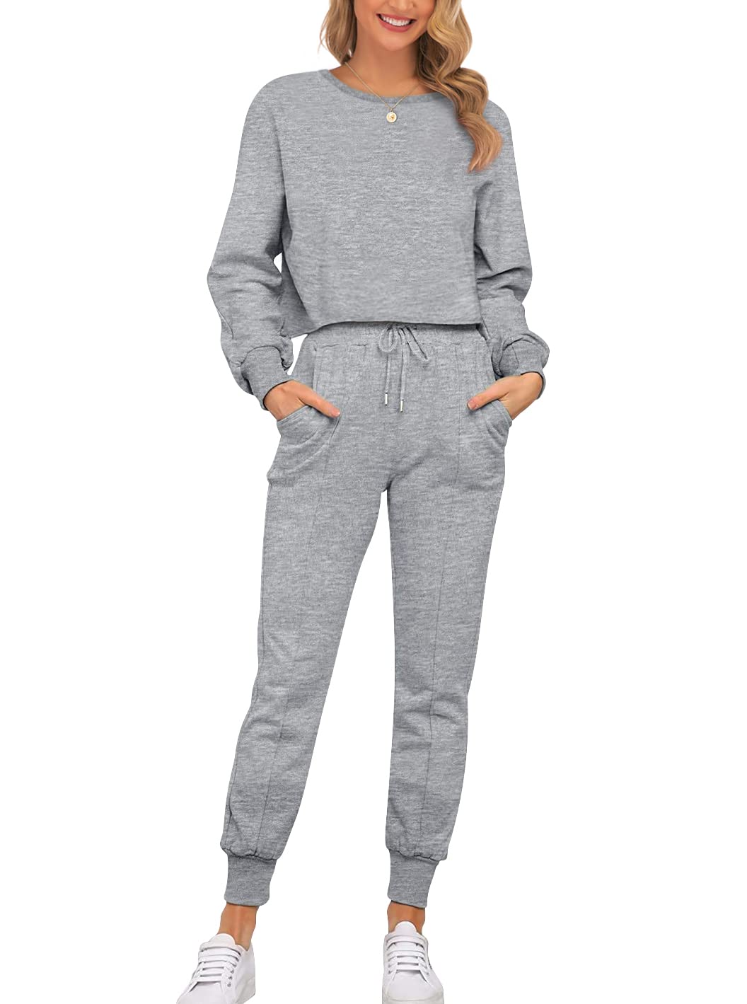 2-Piece Sweatsuit Set for Women - Comfy Long Sleeve Jogger Outfit with Pockets | Lounge Wear, Yoga, Running & Casual Outfits