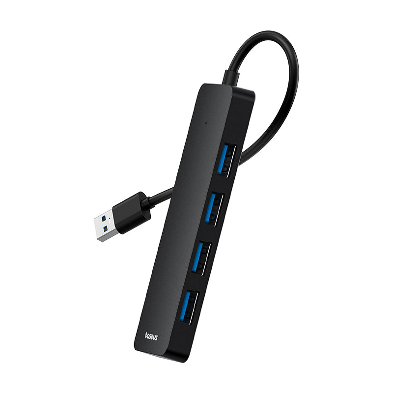 Baseus UltraJoy Series 15cm USB A to USB 3.0 Hub Adapter (4 Ports) - Black - Perfect for Laptop, PC, Gaming & Office Workspace Setup