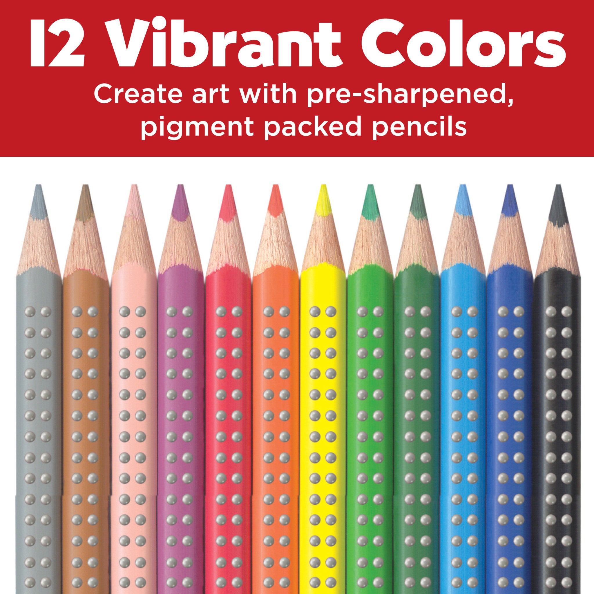 12 Pack Eco-Friendly Colored Pencils with Non-Slip Grip - Vibrant Colors for Kids & Artists - Perfect for School, Office & Art Projects #9121012