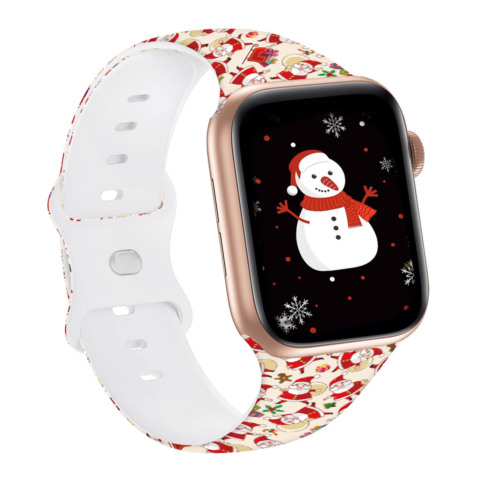 Breathable Christmas Bands for Apple Watch 38mm 40mm 41mm - Soft Silicone Sports Strap Compatible with iWatch SE & Series 10/9/8/7/6/5/4/3/2/1 - Festive Santa Claus Design - Perfect for Holiday Gifts, Workouts & Everyday Wear
