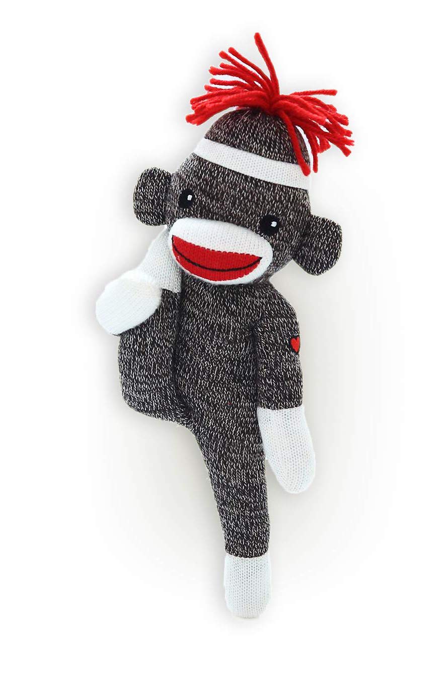 Plushland 8-Inch Adorable Sock Monkey Stuffed Animal - Soft Realistic Knitted Plush Toy Gift for Kids, Babies, Teens, Boys & Girls (Brown) - Perfect for Nursery Decor, Birthday Presents & Cuddling