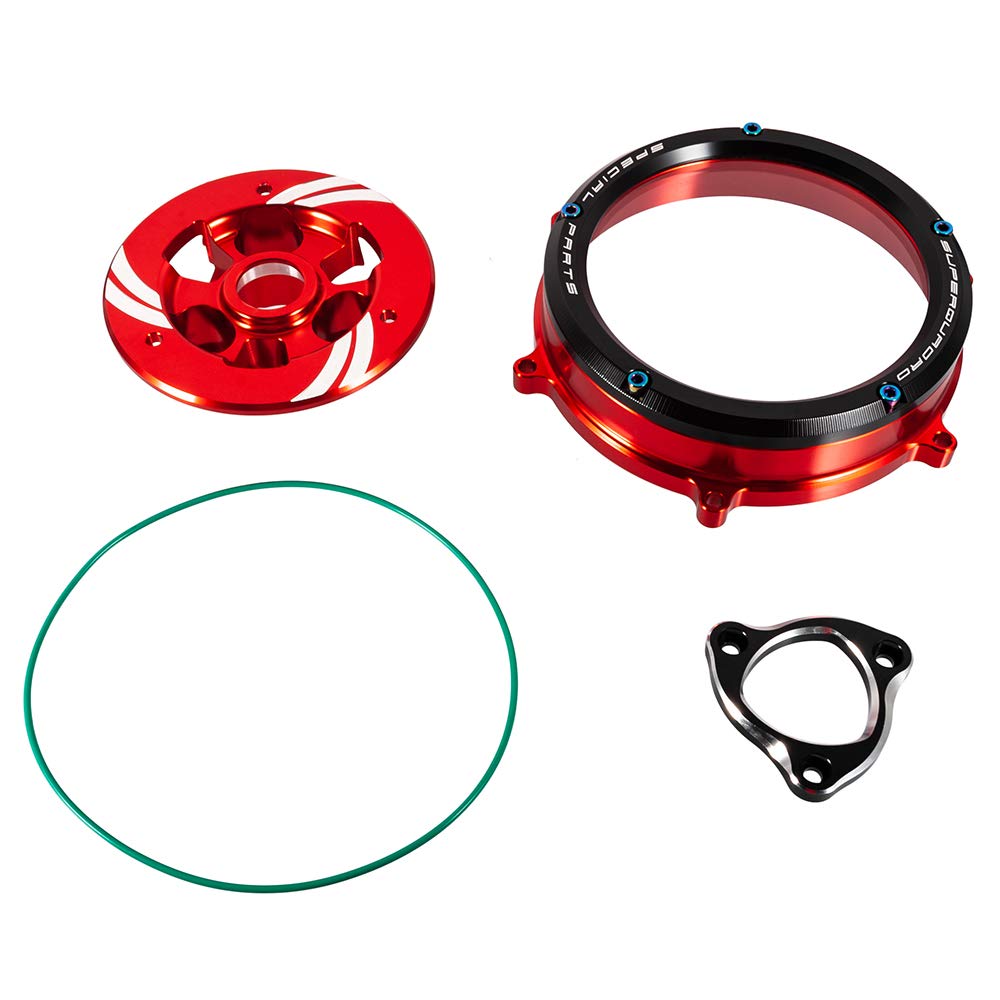 CNC Aluminum Clear Clutch Cover Set for Ducati 959/1199/1299 Panigale (2012-2018) - High-Performance Motorcycle Accessories - Perfect for Track Days & Custom Bike Builds (Black)