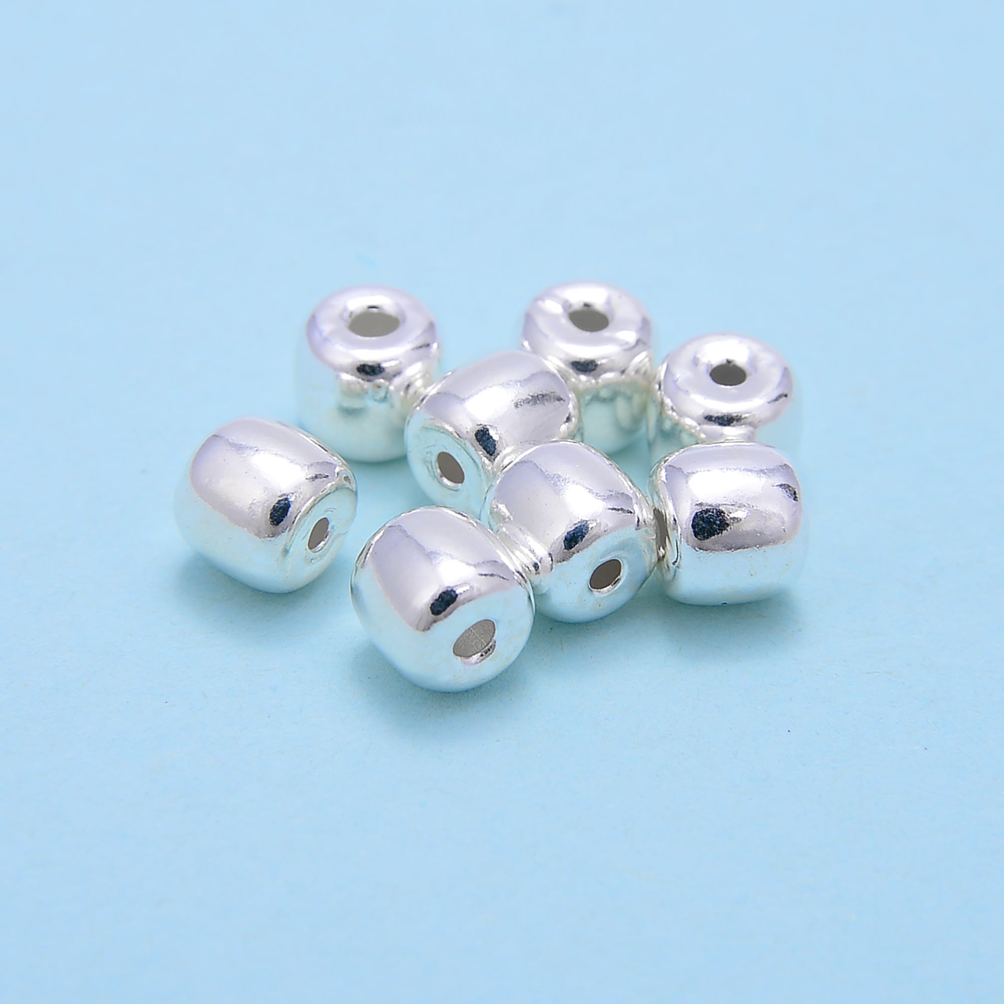 925 Sterling Silver Barrel Beads 5x6mm - 5 Pieces Per Bag - Perfect for Jewelry Making, DIY Bracelets & Necklaces - High Quality Craft Beads for Beading Projects