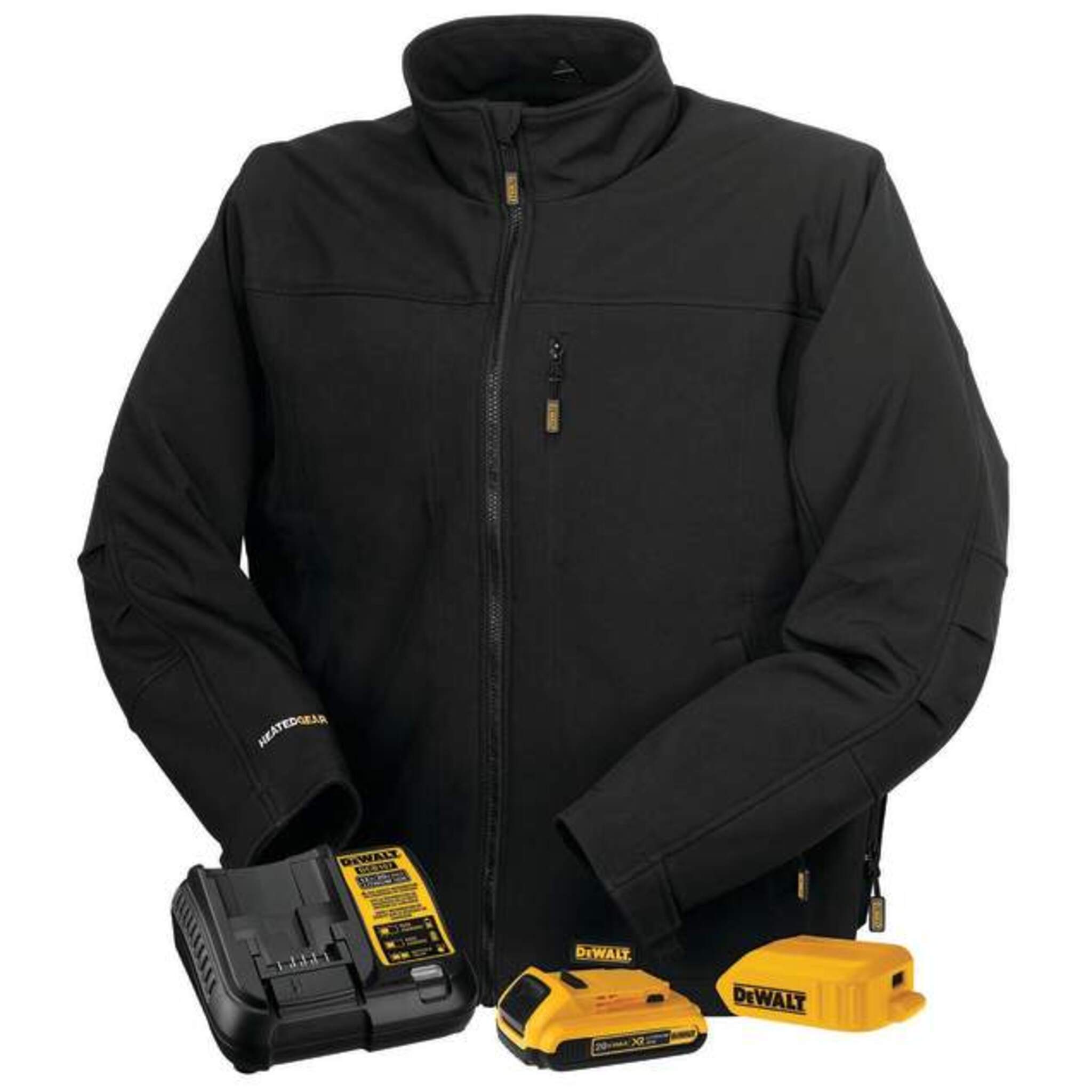 DEWALT® Men's Heated Fleece Lined Soft Shell Jacket with Battery – 5 Heating Zones, Water & Wind Resistant, Adjustable Fit, 5 Pockets | Sizes S-3XL | Perfect for Outdoor Work, Winter Sports & Cold Weather Activities