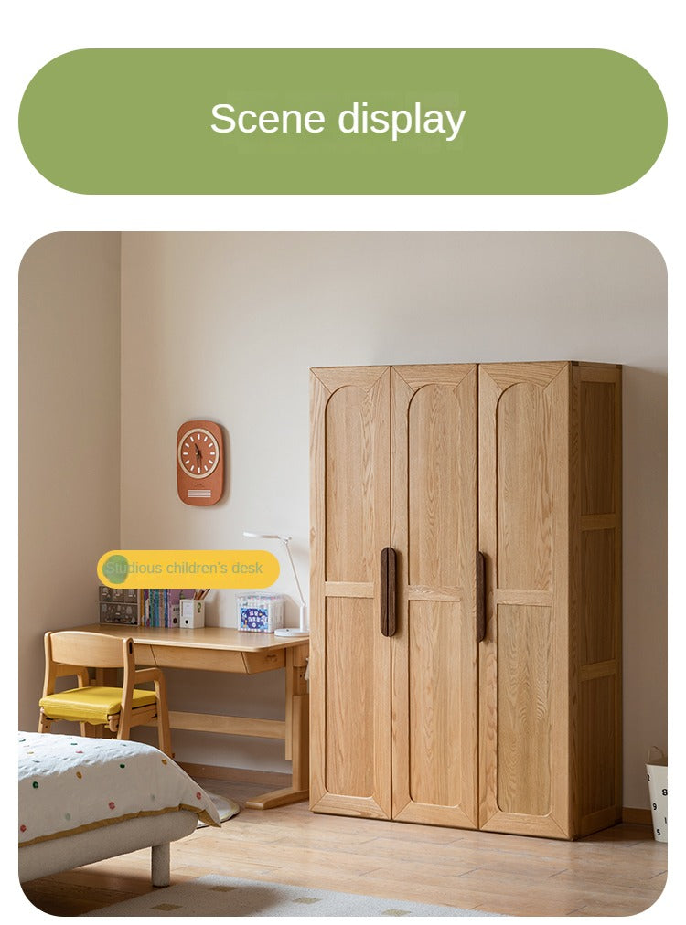 Solid Oak Wood Kids Wardrobe - Durable & Stylish Storage for Bedroom, Nursery, or Playroom Organization
