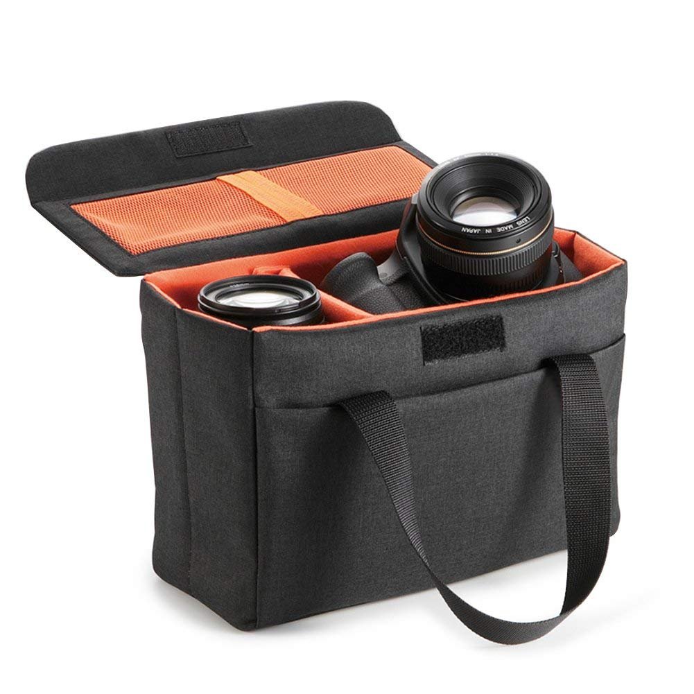 BAIGIO Foldable Shockproof Water-resistant Camera Insert Bag for DSLR SLR Cameras - Protective Inner Organizer with Handle for Backpacks - Perfect for Travel, Hiking & Photography Enthusiasts