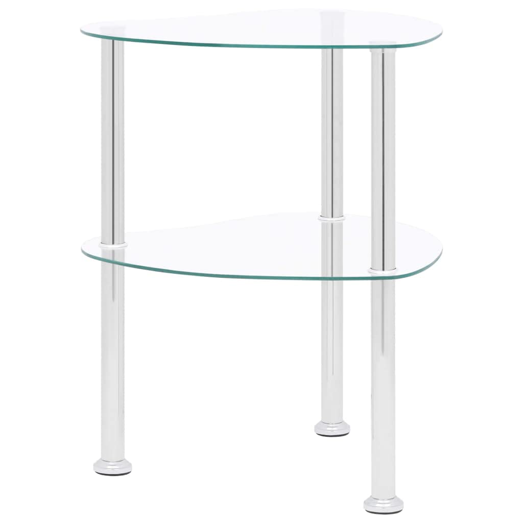 2-Tier Tempered Glass Side Table - Modern Nightstand & Coffee End Table for Living Room, Bedroom, Small Spaces - Easy Assembly Home Decor Bedside Table (Transparent Heart Design) - Perfect for Holding Books, Lamps & Decor in Compact Areas