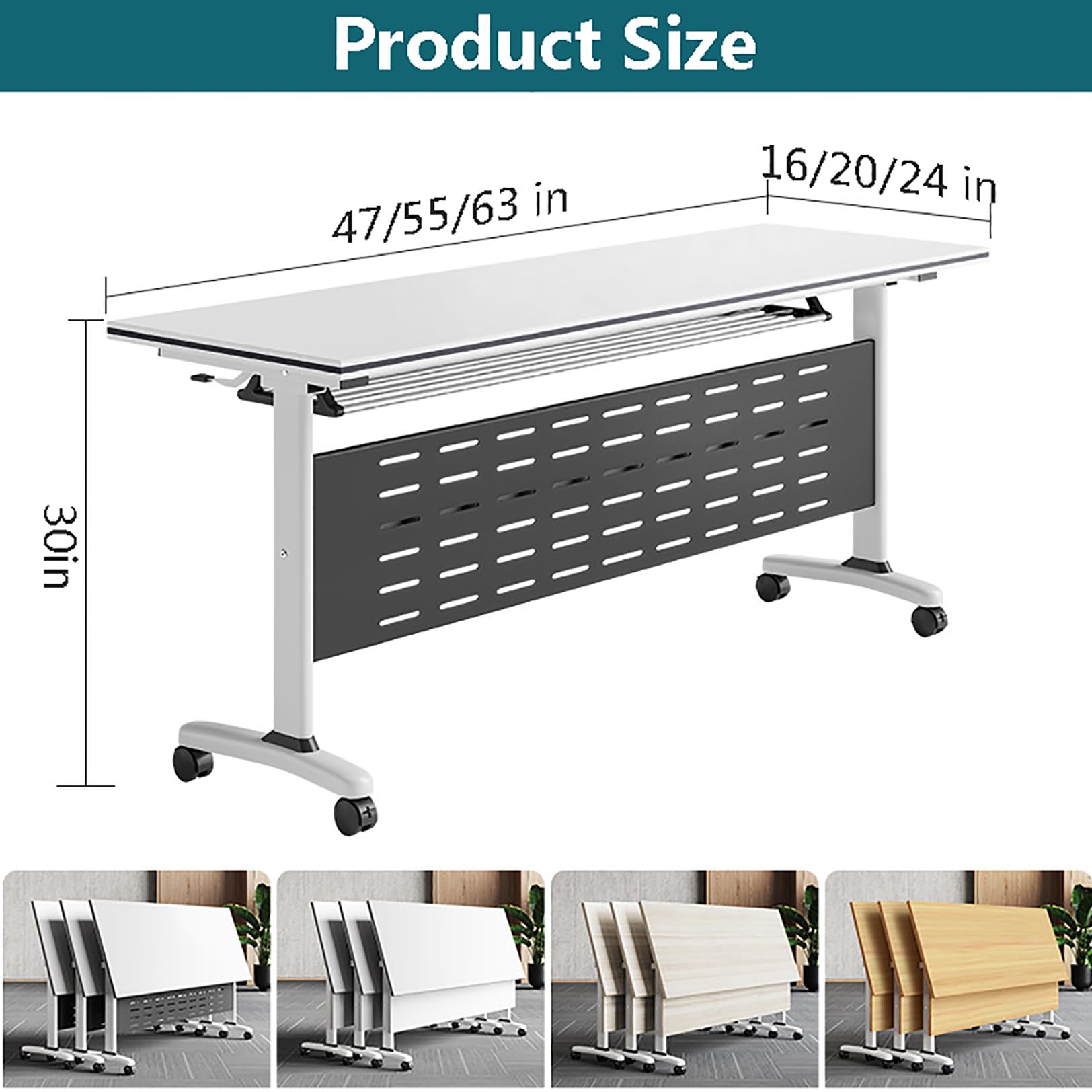 Foldable Conference Table with Wheels - Mobile Flip Top Training Table for Offices, Classrooms & Meetings | Portable & Space-Saving Design for Business & Education Use