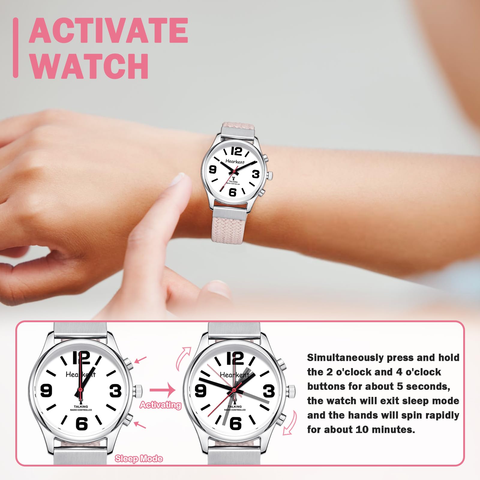 Talking Watch for Visually Impaired & Seniors - Large Number Voice Watch for Blind & Elderly - Clear American Accent Women's Watch - Perfect for Daily Use, Time Management & Accessibility Needs