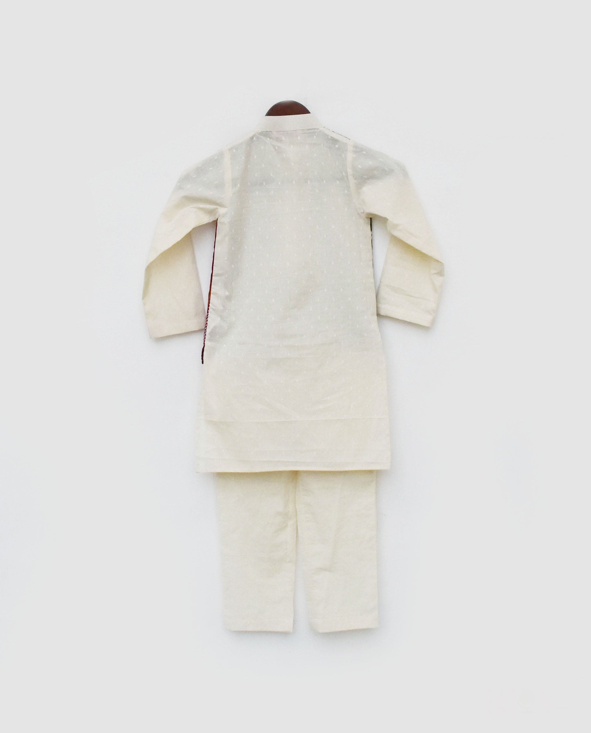 Pre Order: Off White Self Kurta Jacket and Pant Set - Stylish Ethnic Wear for Men - Perfect for Festivals, Weddings & Cultural Events