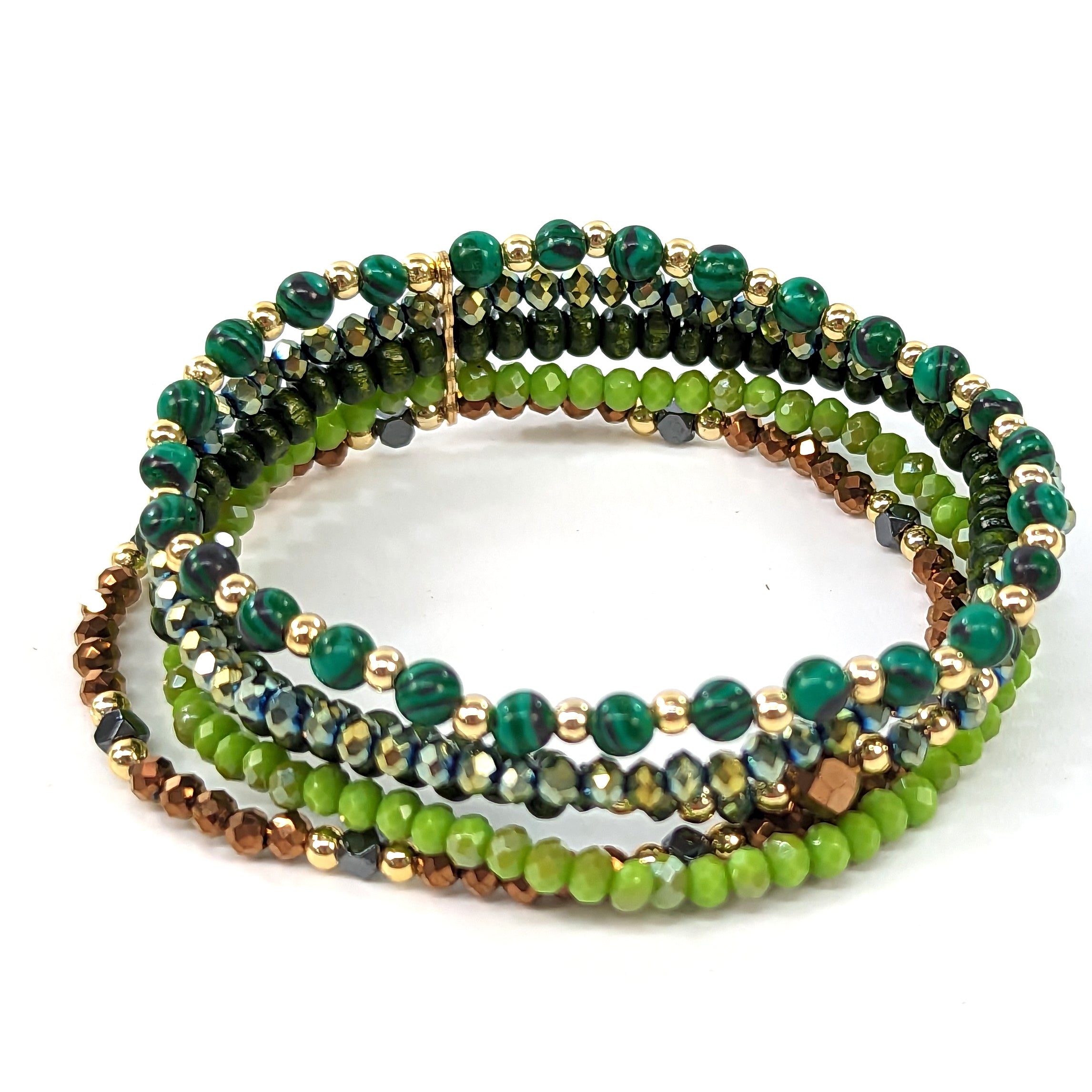 Multi Strand Beaded Bracelet for Women - Green Jade Stone Adjustable Wrap Bracelet | Boho Chic Handmade Jewelry for Everyday Wear & Gifts