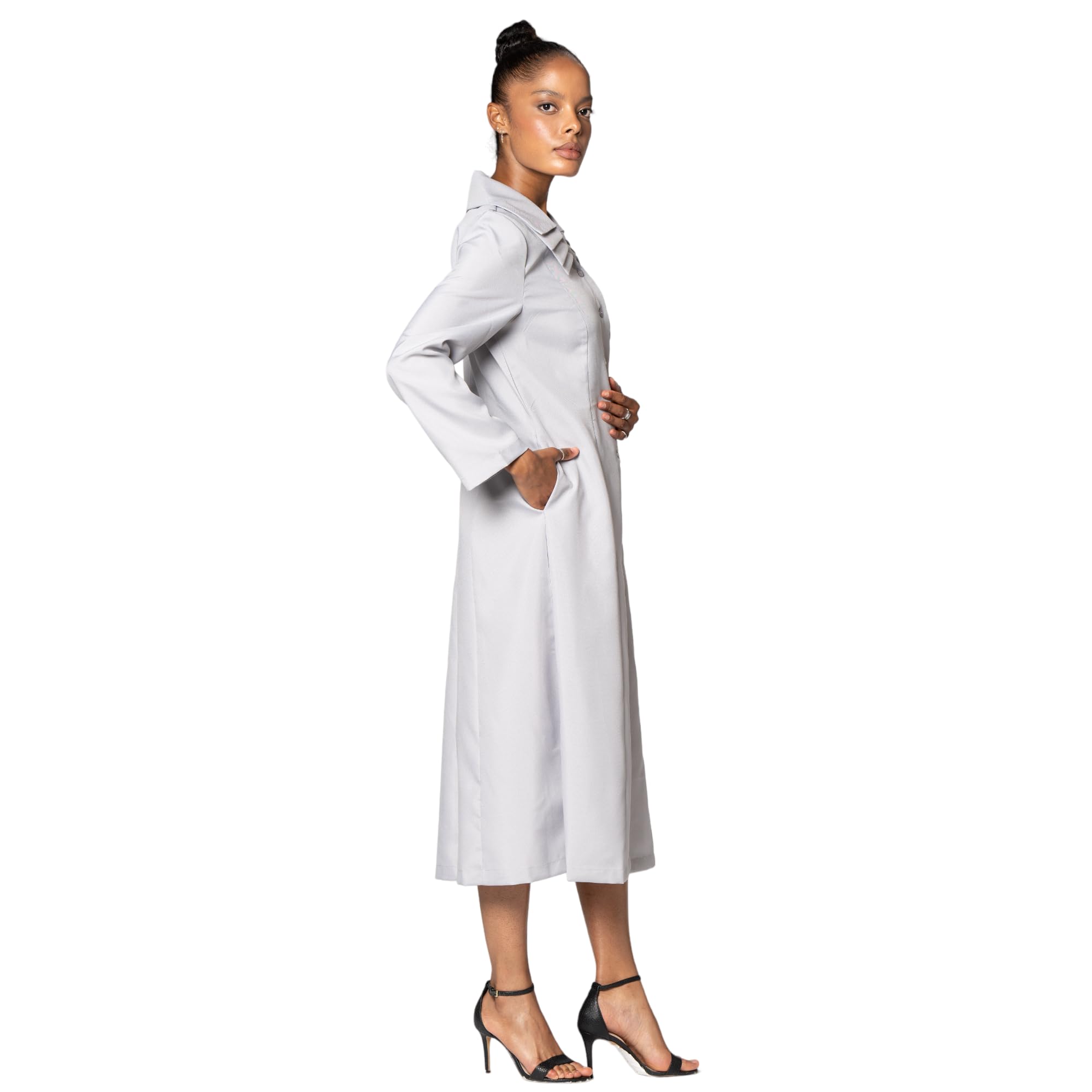 Elegant Button Down Dress with Layered Collar - Mid-Length Church Choir Dress for Women | Perfect for Usher Uniform, Sunday Service & Formal Occasions | Style G11721